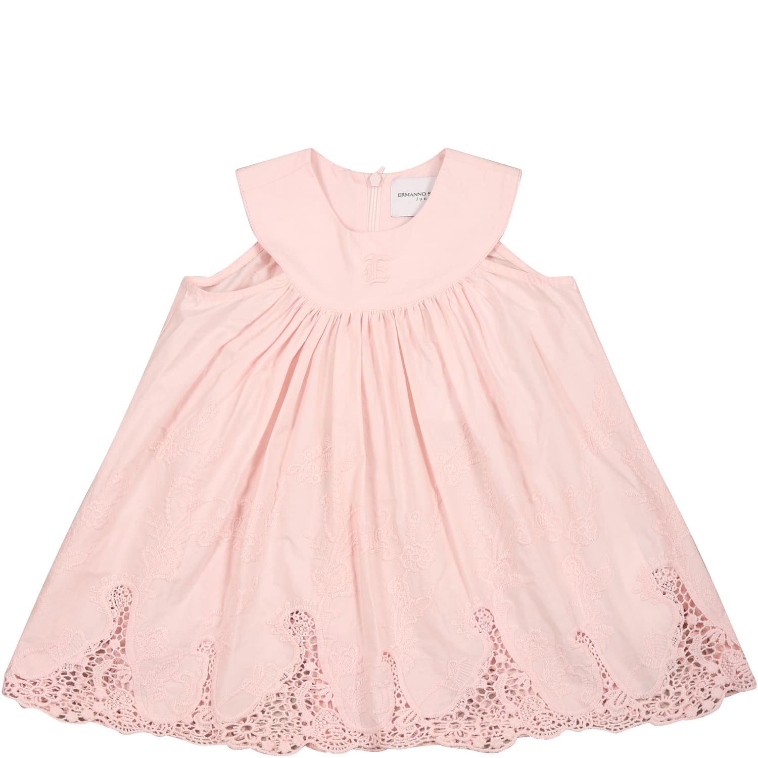 ERMANNO SCERVINO JUNIOR PINK DRESS FOR BABY GIRL WITH LOGO