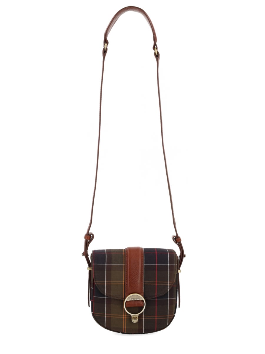 Barbour Plaid Cross-body Bag Adjustable Strap Detail In Brown