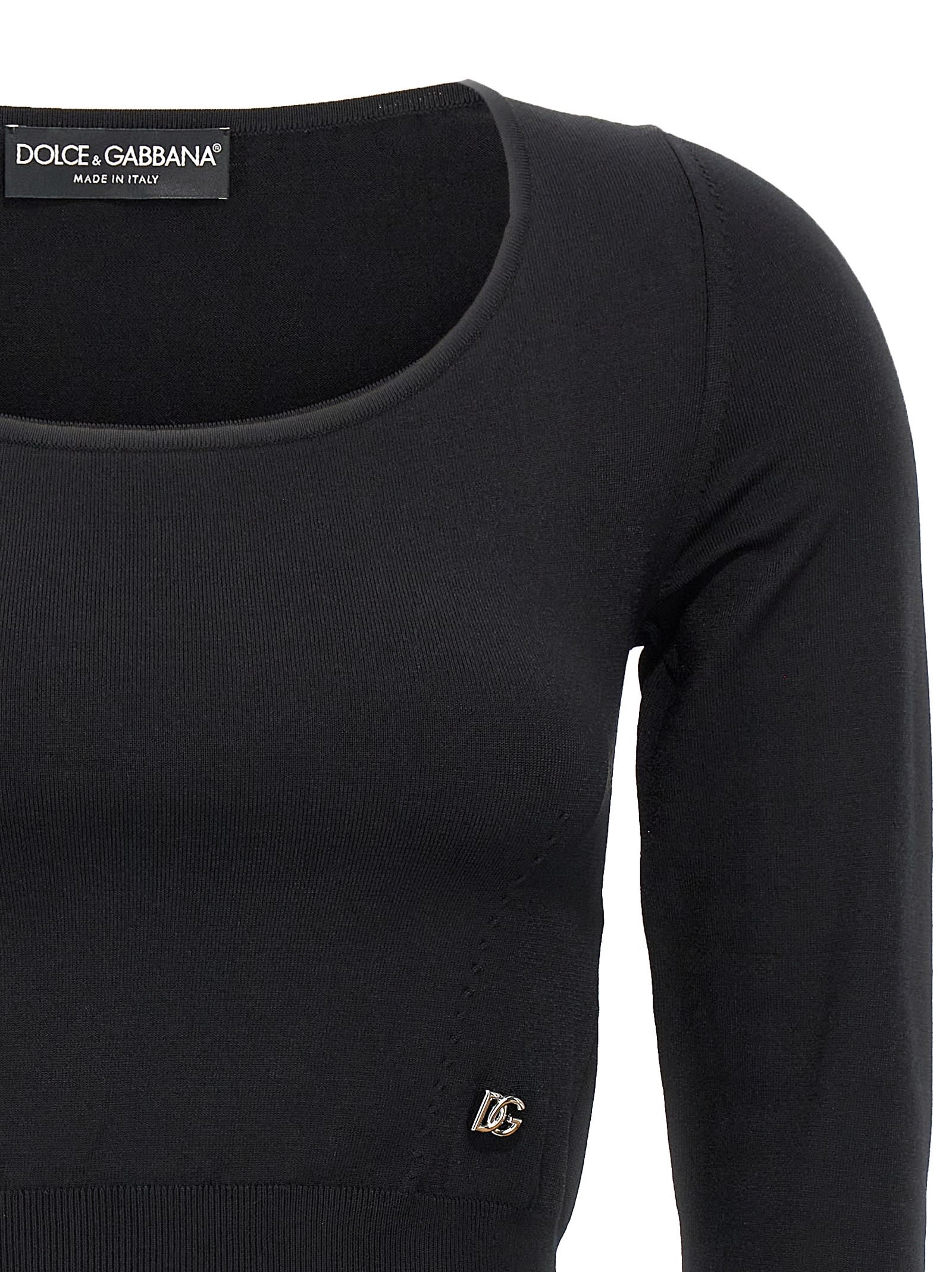 Shop Dolce & Gabbana Logo Cropped Sweater In Black