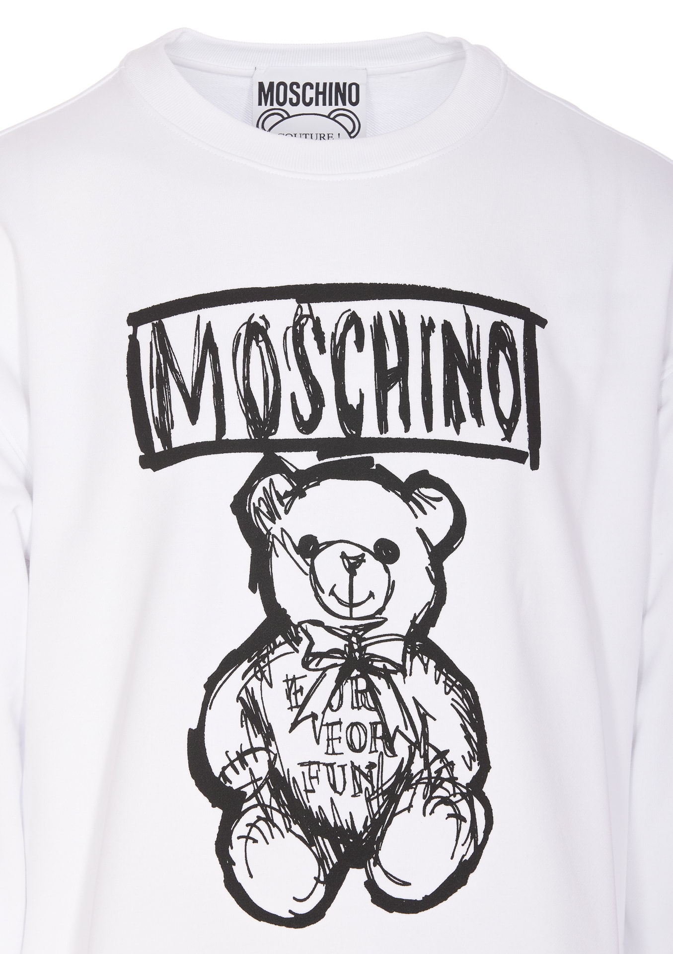 Shop Moschino Drawn Teddy Bear Sweatshirt In White