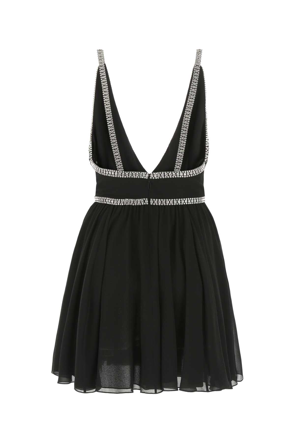 Saint Laurent Black Crepe Mini Dress In 1000