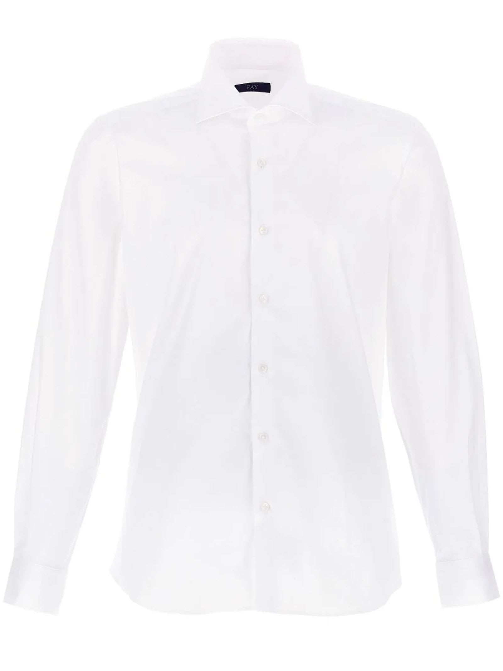 Shop Fay White Stretch-cotton Shirt