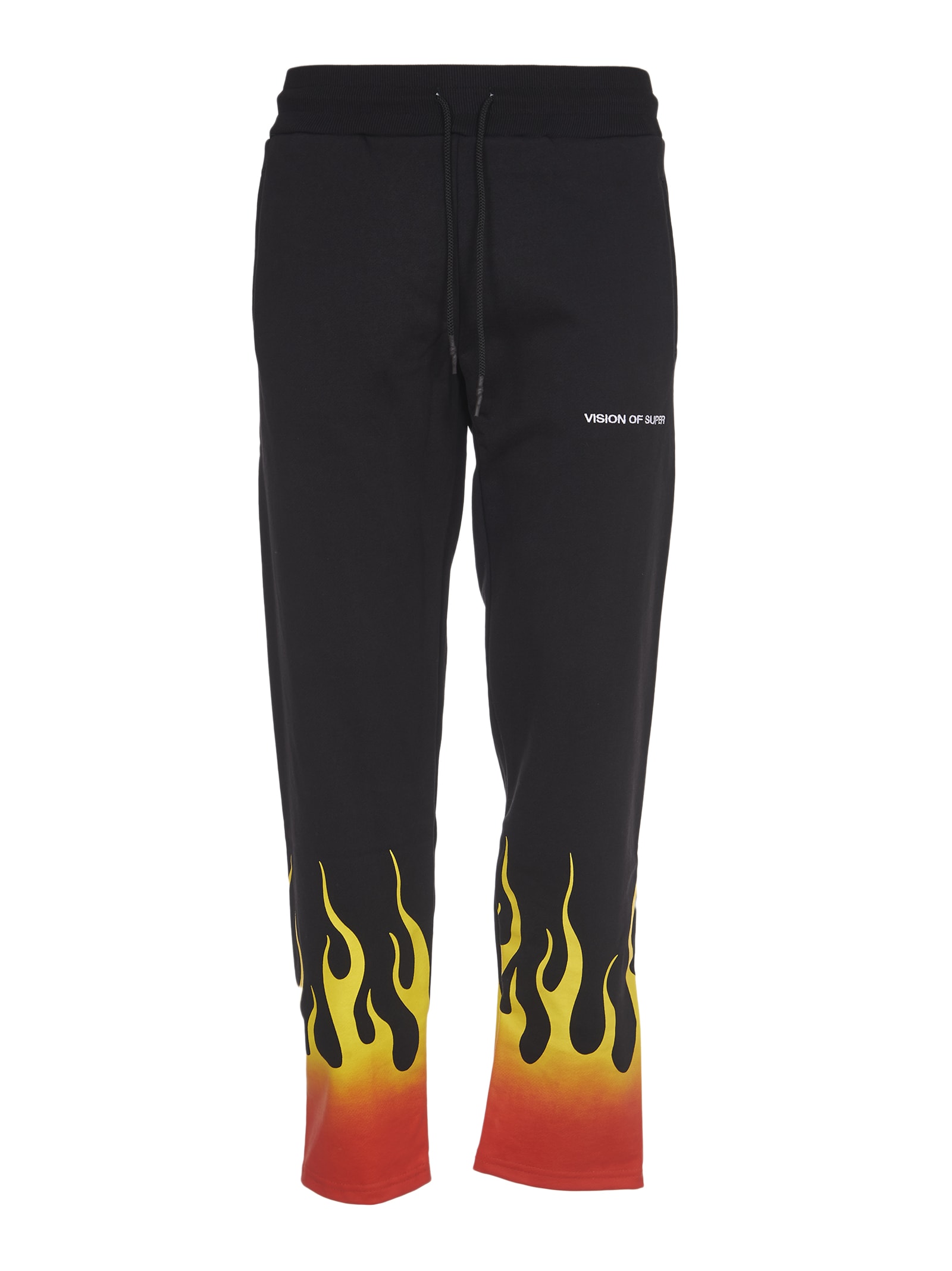 Vision of Super Red Flames Print Trousers