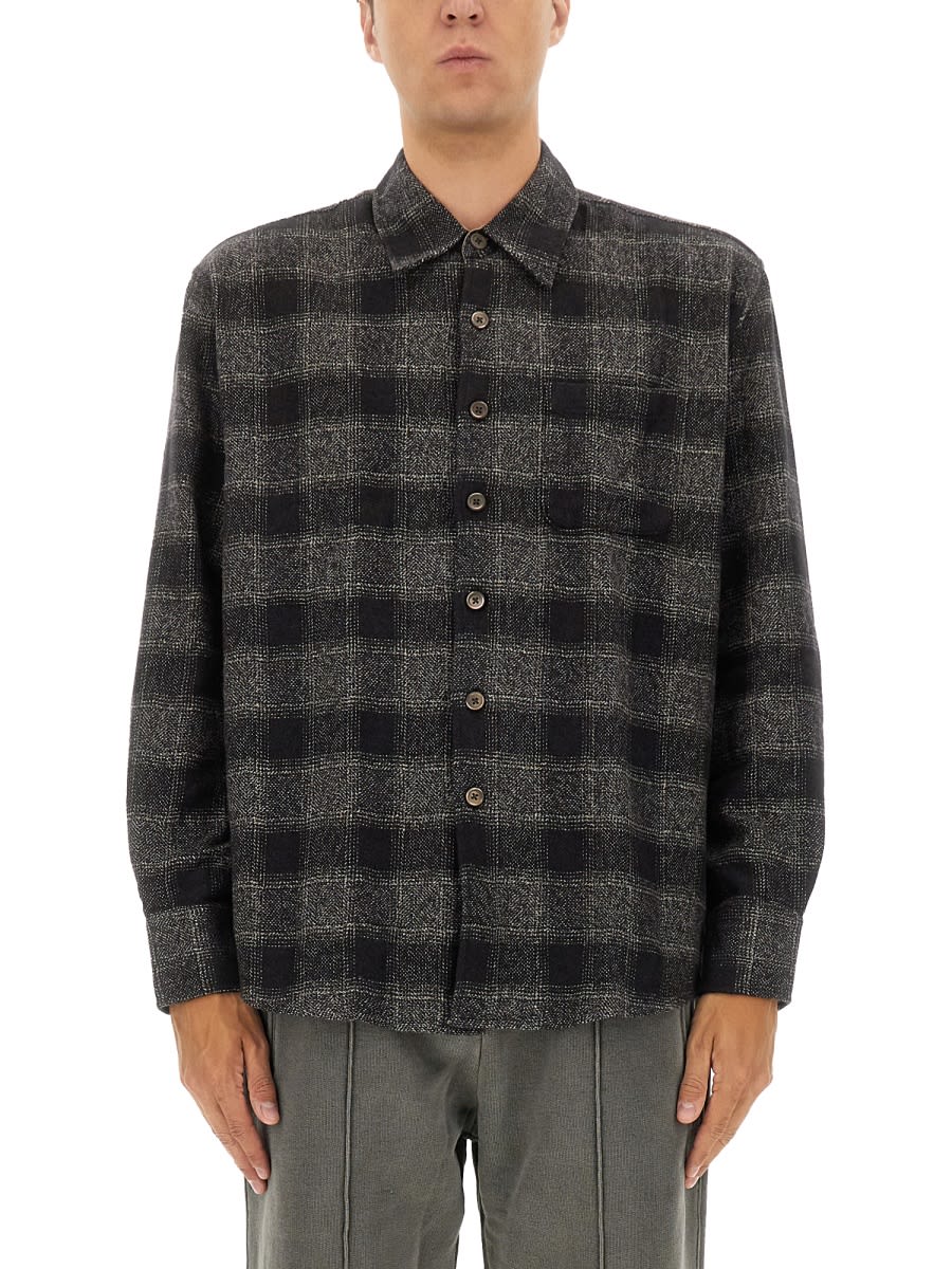 Our Legacy Mens Above Oakland Low Twist Check Shirt In Black