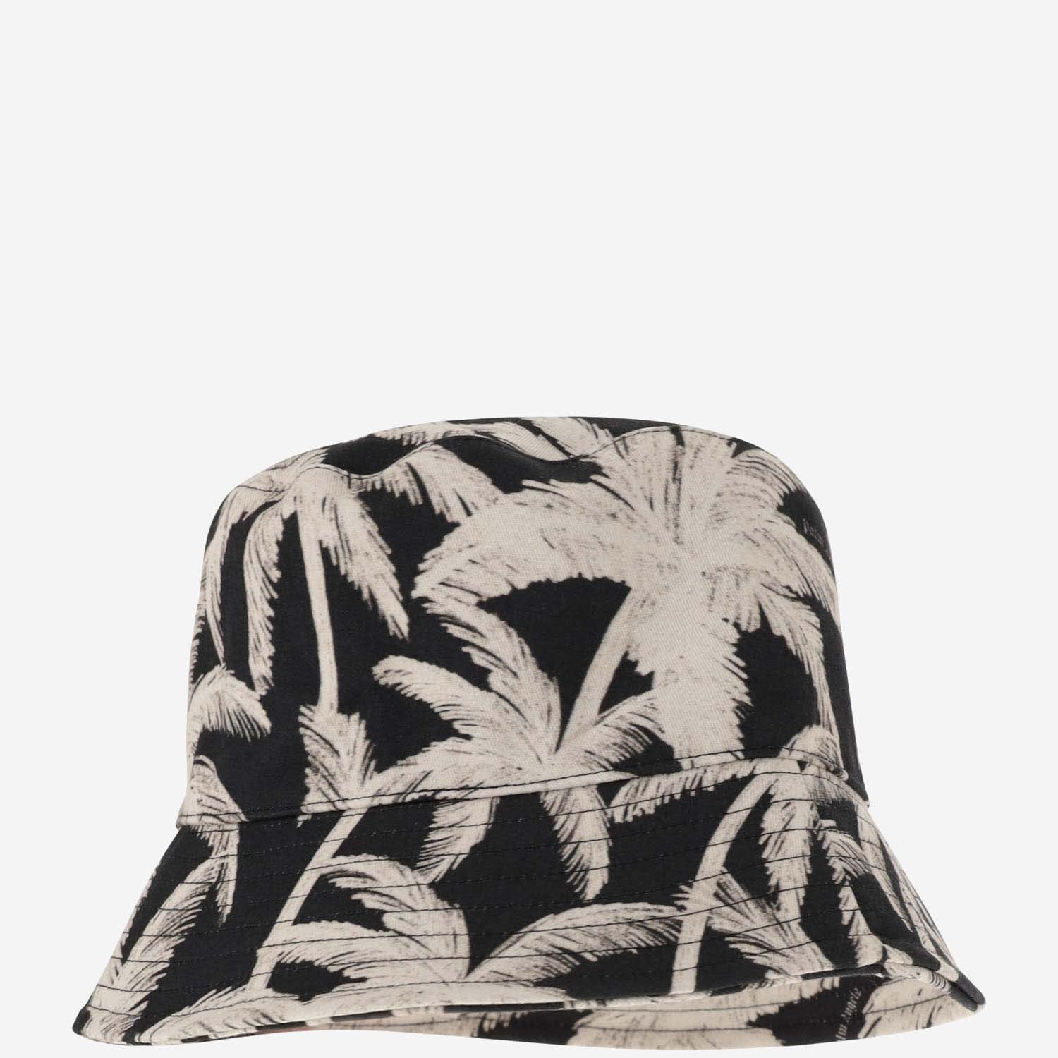 Shop Palm Angels Bucket Palm Hat In Black Off White