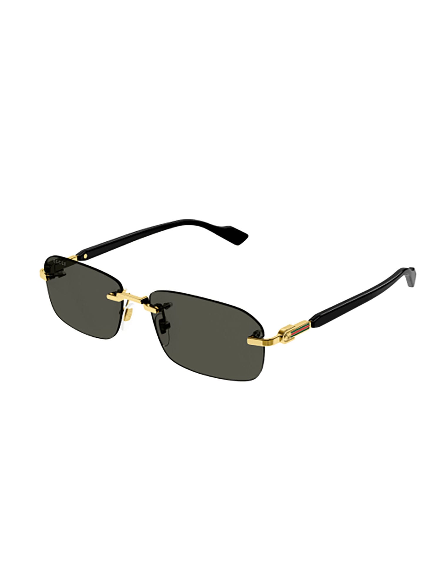 Gucci Gg1221s 001 Rectangle Sunglasses In Gold