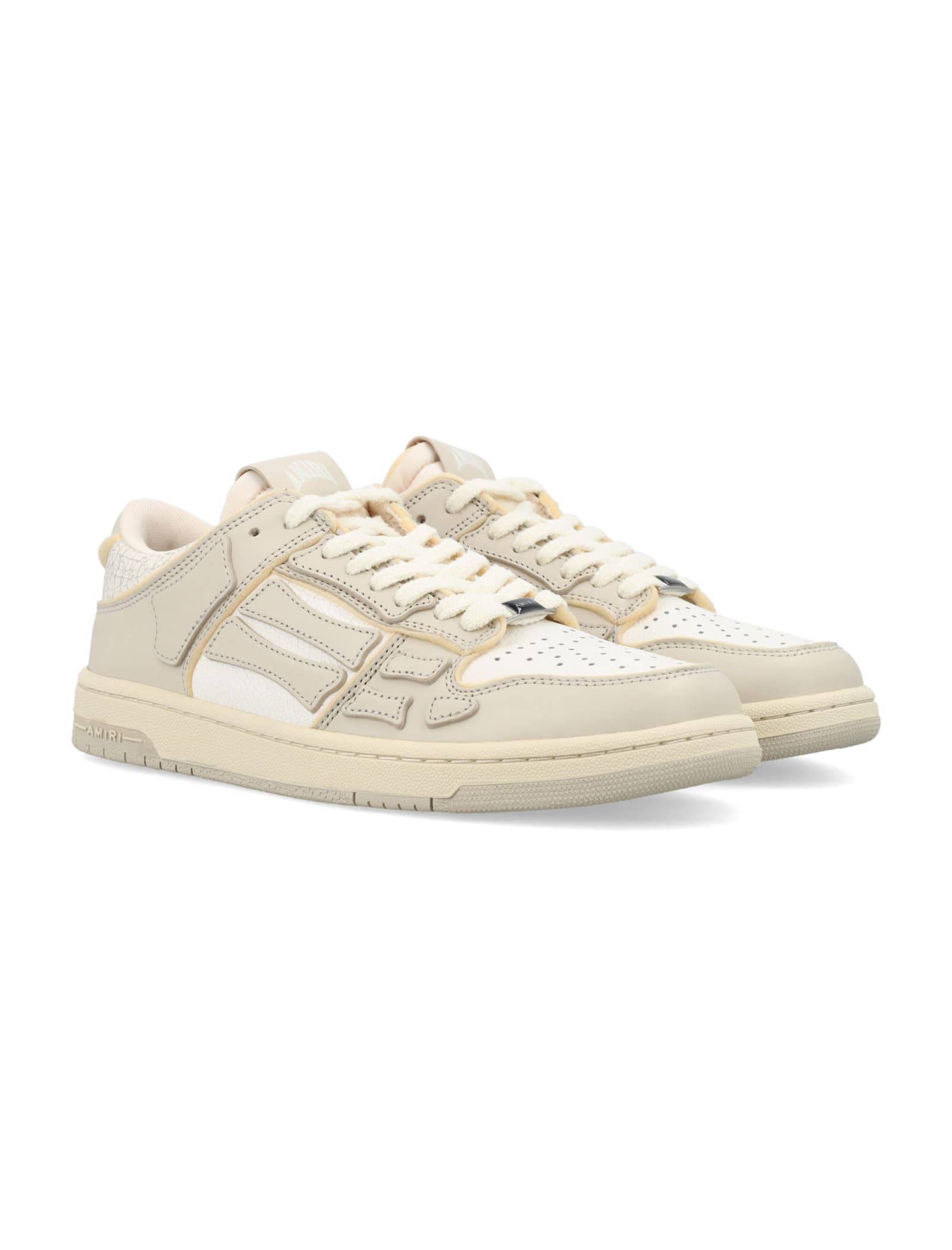 Shop Amiri Collegiate Skel Top Low Sneakers In Birch White