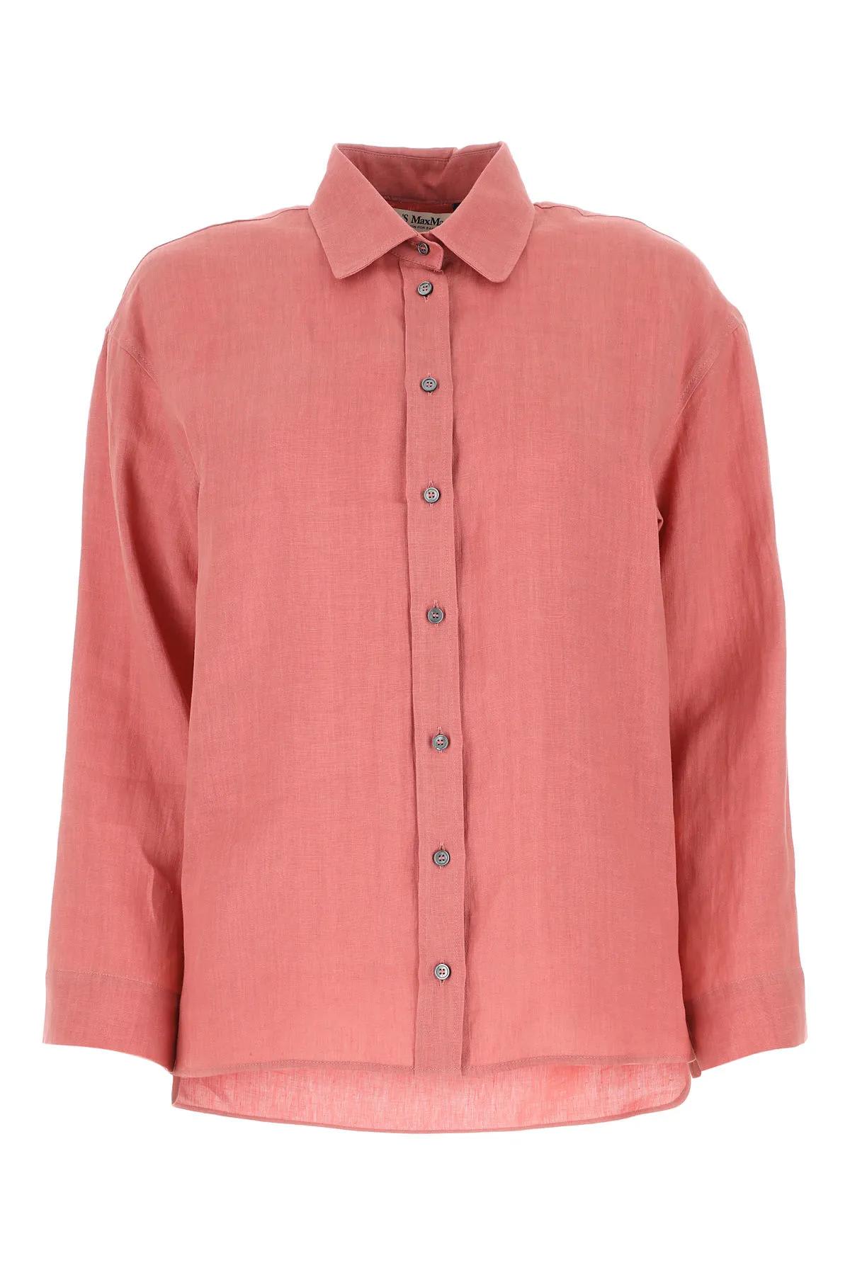 Shop 's Max Mara Dark Pink Linen Canard Shirt In Red