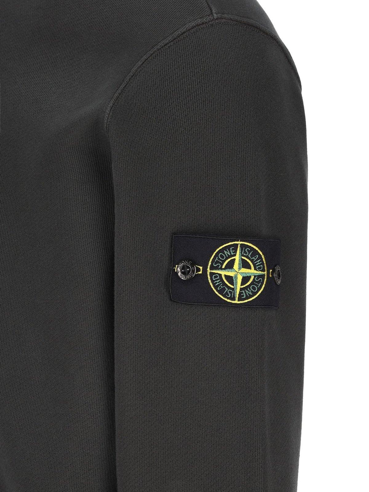 Shop Stone Island Logo Patch Crewneck Sweatshirt In Grey