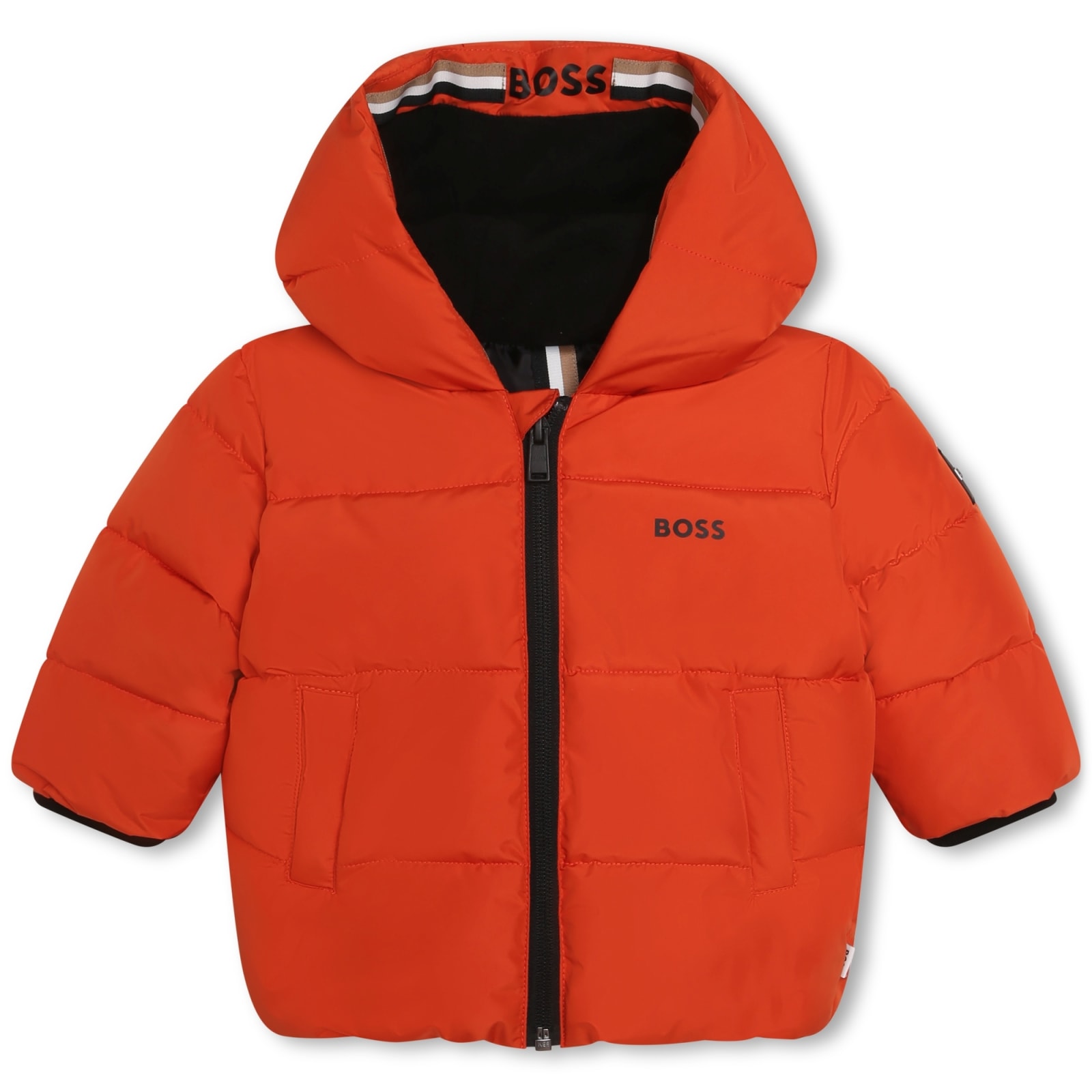 Hugo Boss Babies' Jacket With Hood In Orange