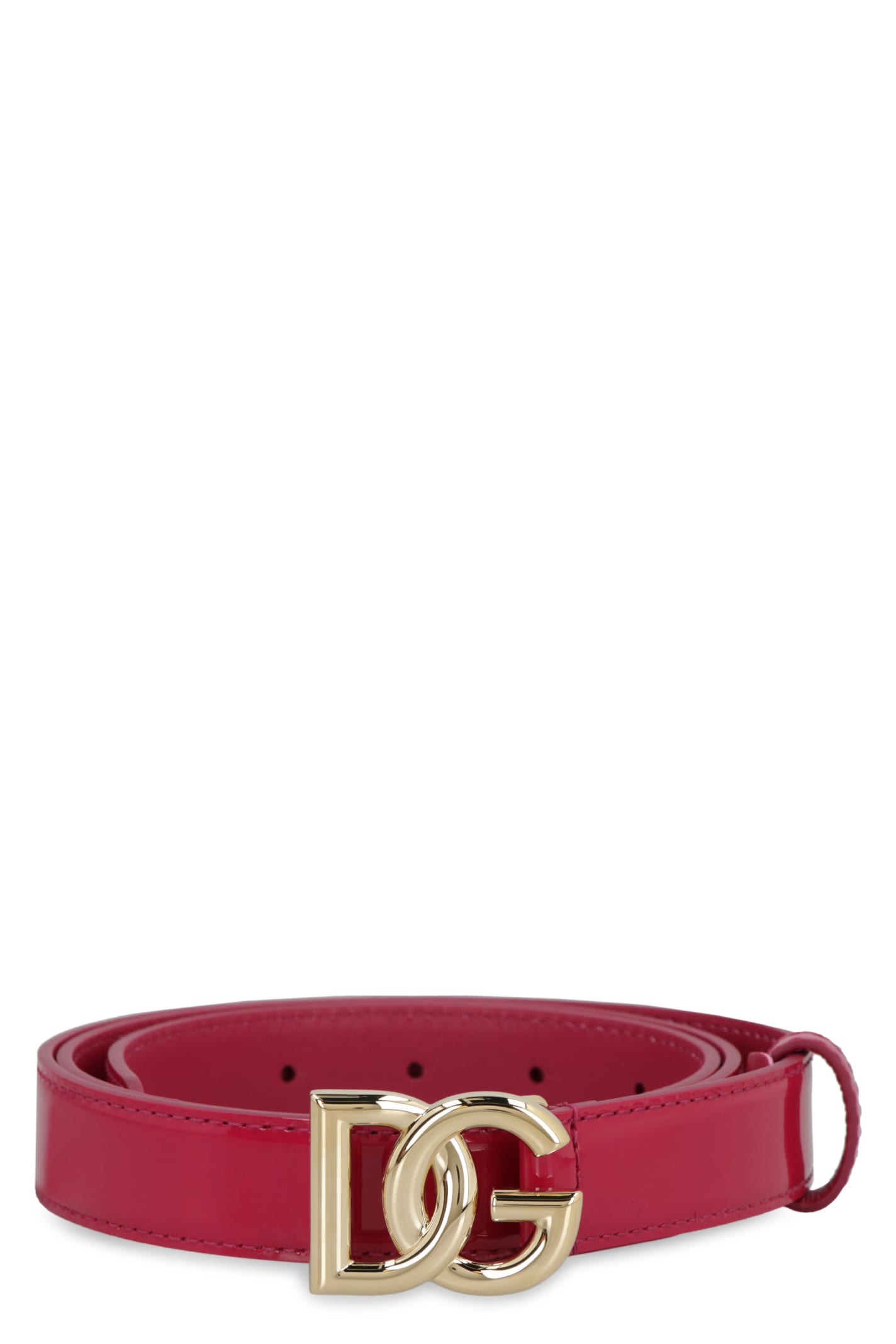 Shop Dolce & Gabbana Dg Buckle Patent Leather Belt In Ciclamino