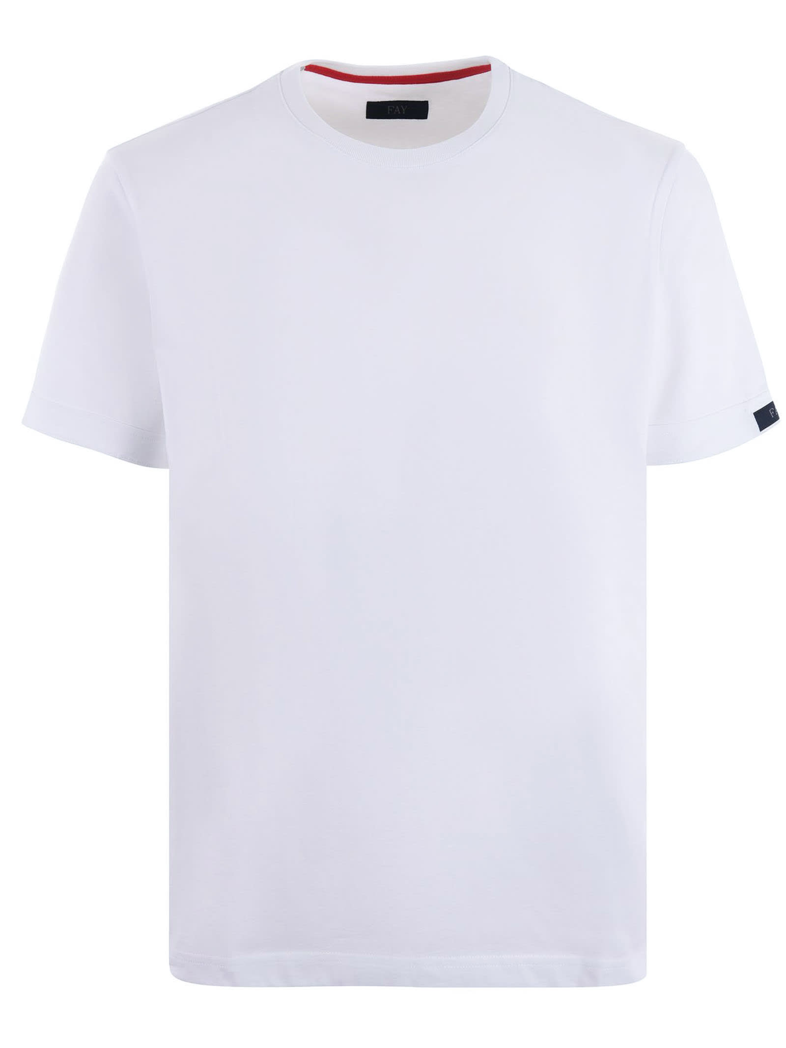 Shop Fay White Cotton T-shirt