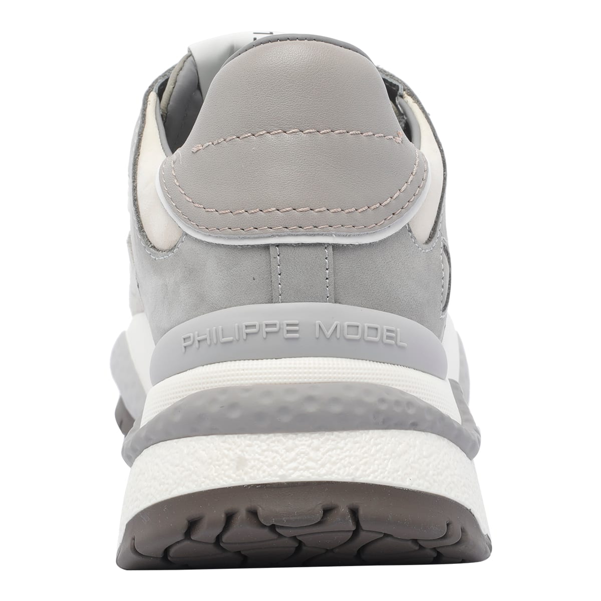 Philippe Model Odeon Low Sneakers In Beige Suede And Leather In Gray