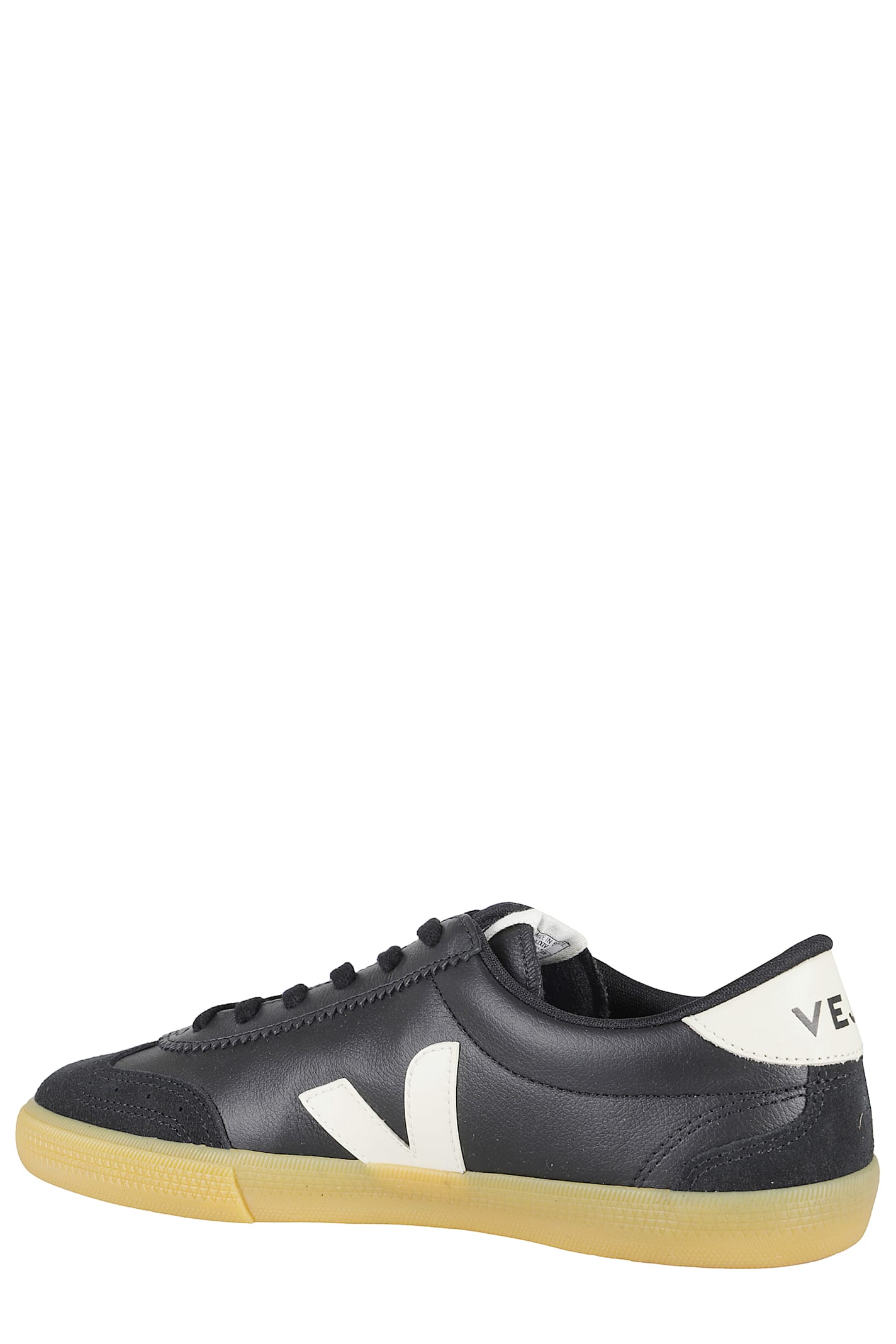 Veja Volley Panelled Grained Leather Sneakers In Black