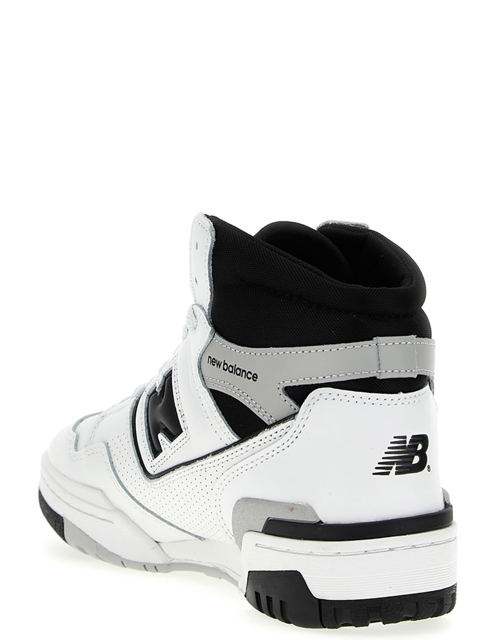 New Balance High-top Sneakers With Perforated Rubber Sole In White/black