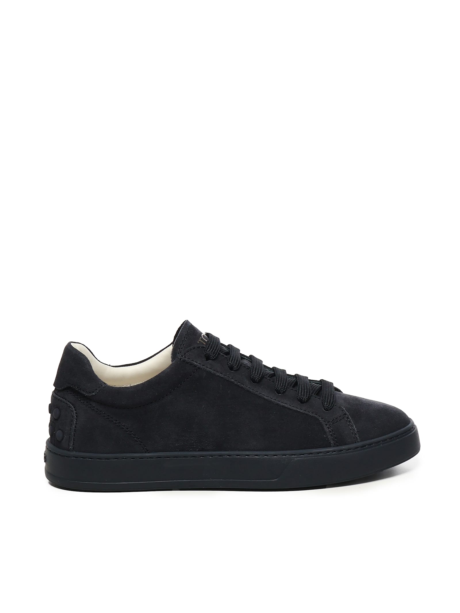 Tod's Low Top Suede Sneakers With Round Toe In Black