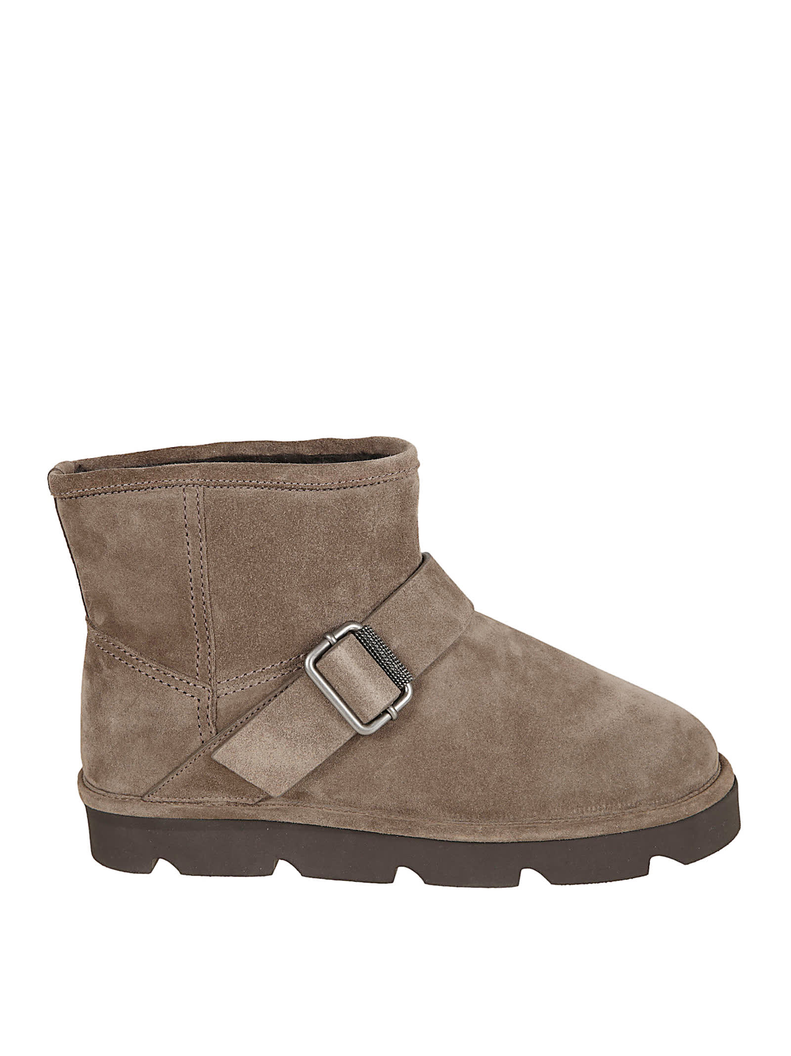 Brunello Cucinelli Shearling-lined Suede Ankle Boots In Multi