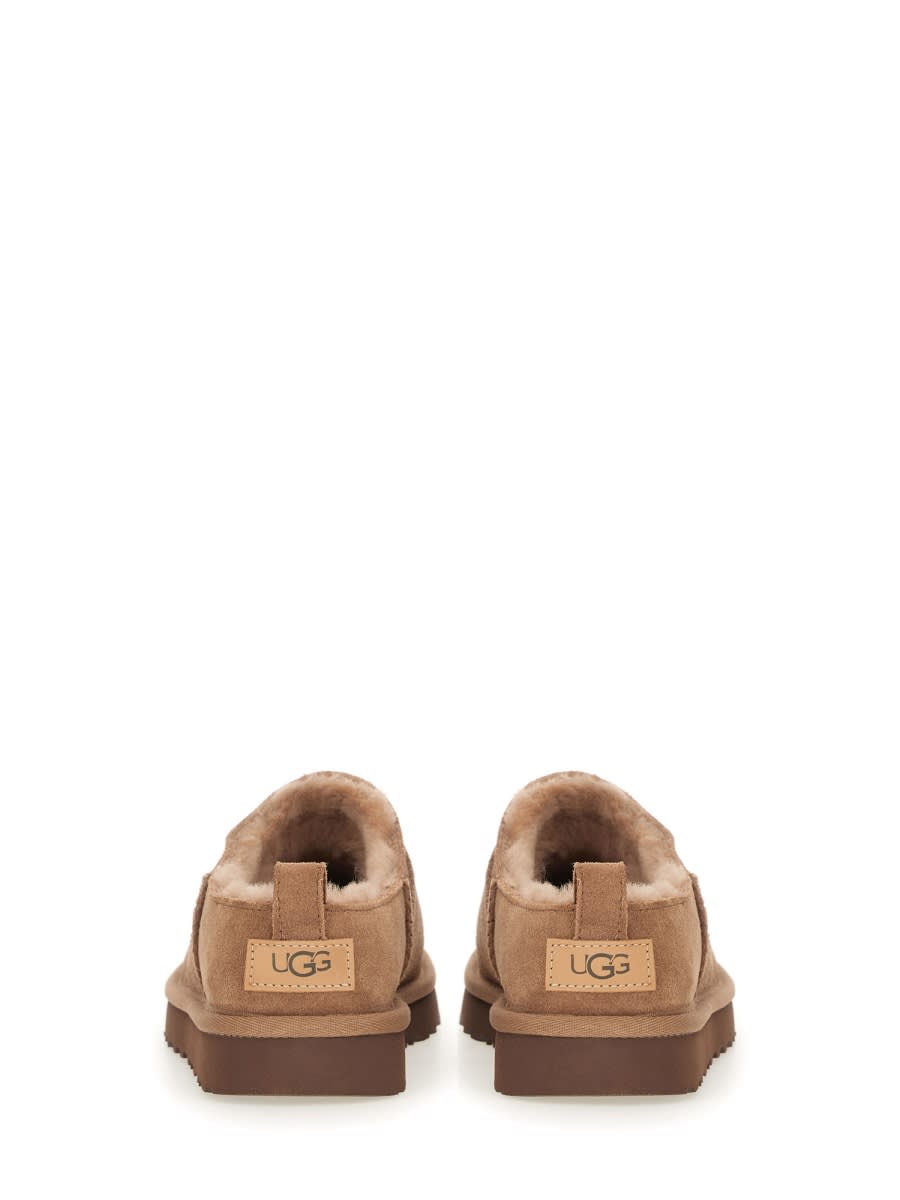 Ugg Classic Micro Beige Ankle Boots With Logo Embossed In Suede Woman In Brown