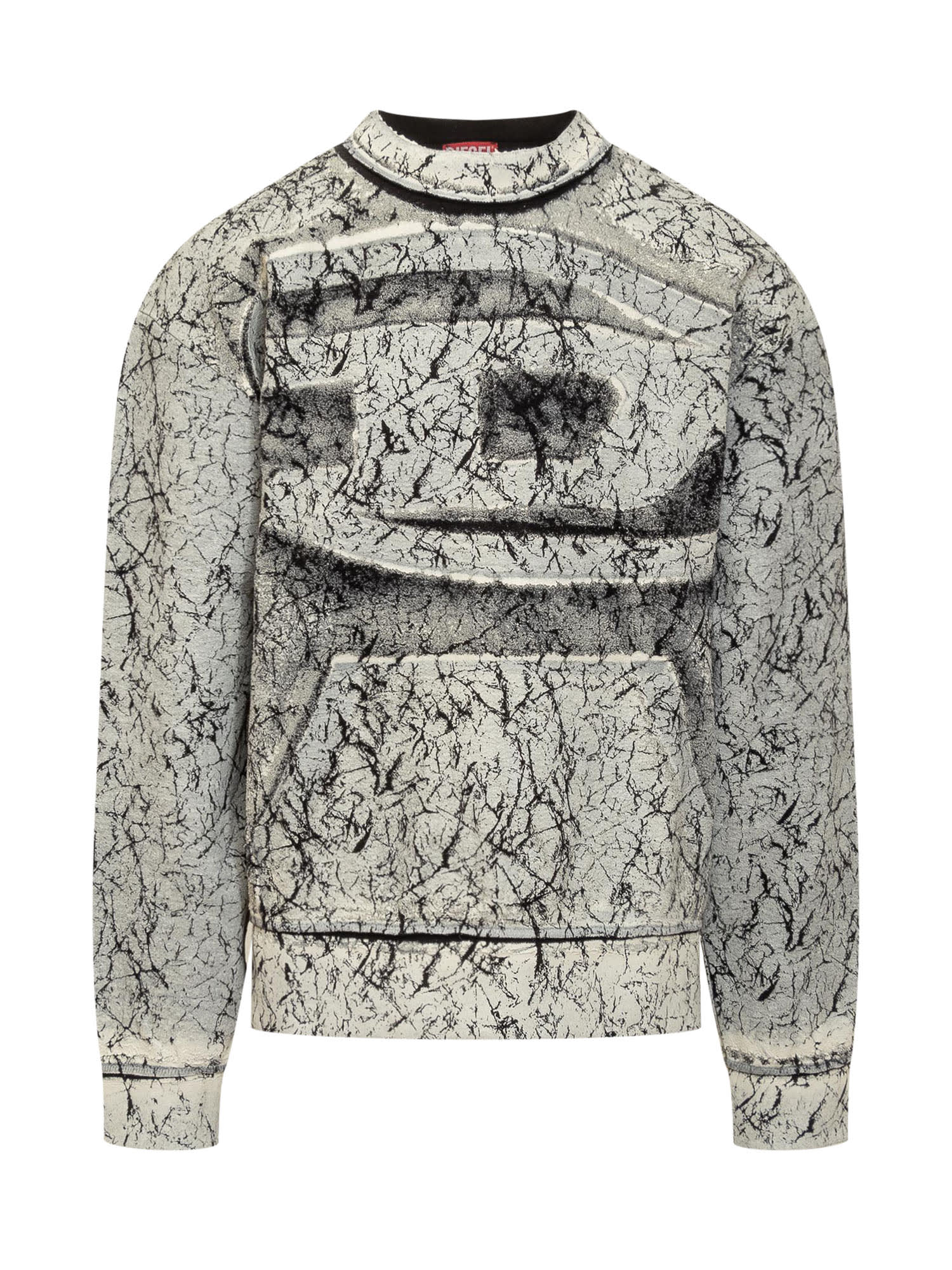 Shop Diesel Sweatshirt With Cracked Effect In Grigio