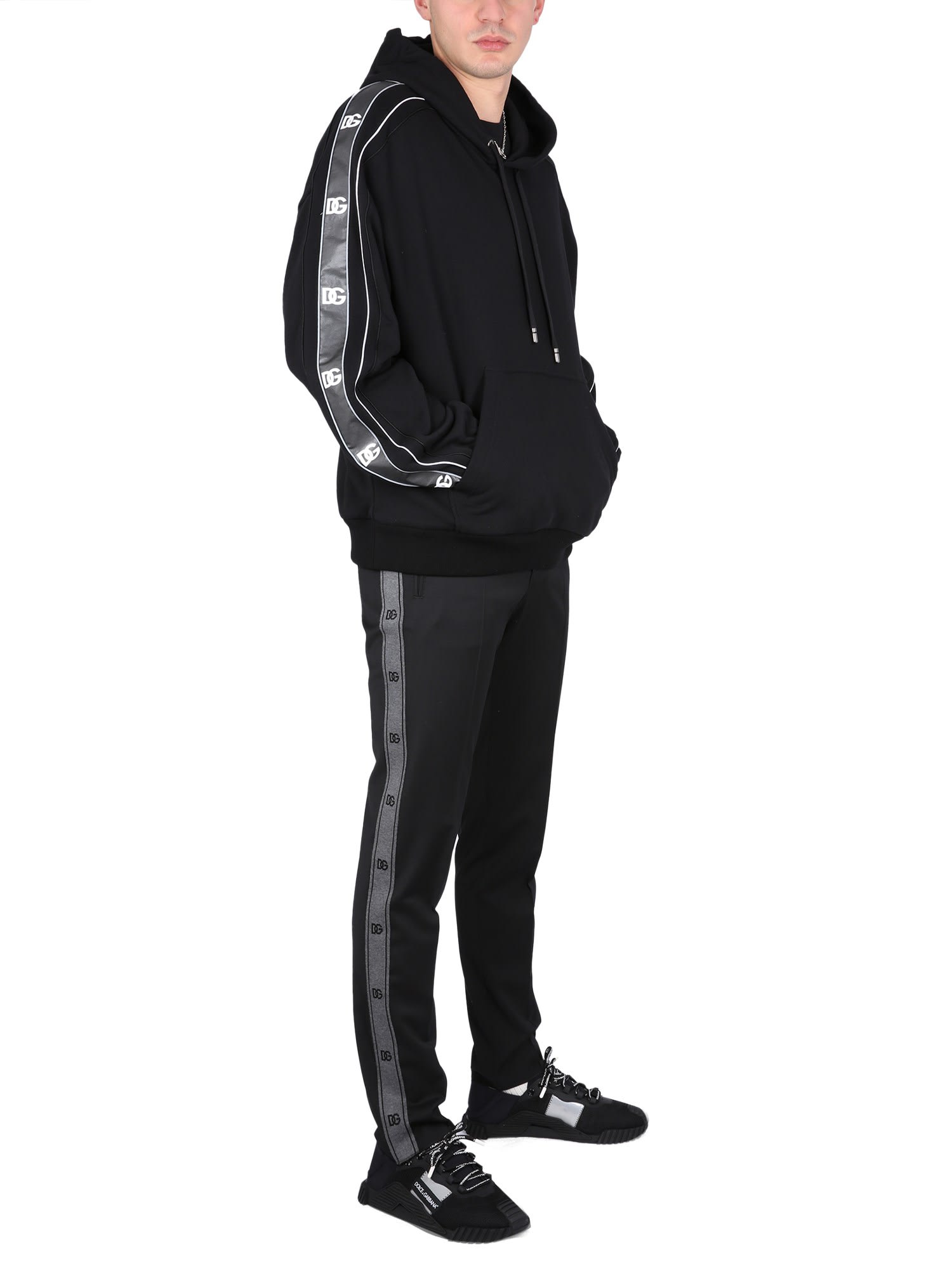 Dolce & Gabbana Men's Sweatshirt With Logoed Band In Black