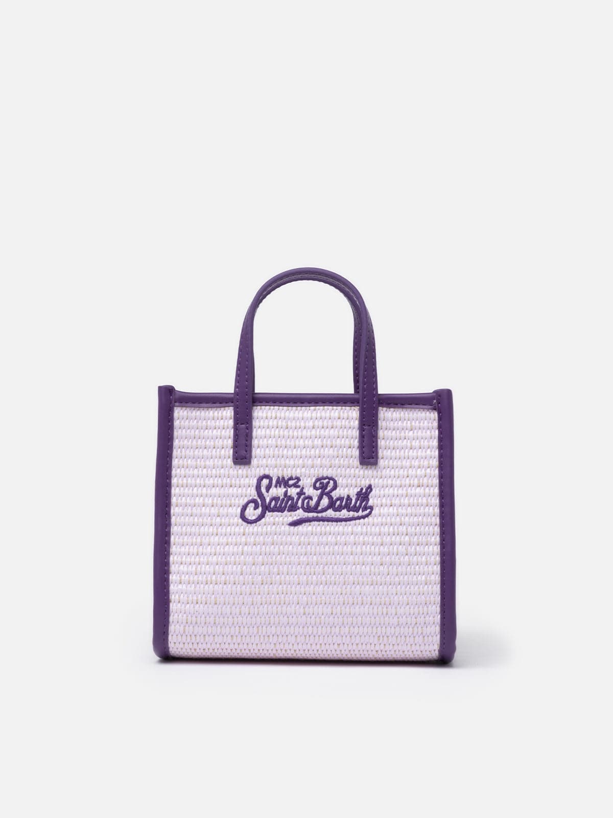 Mc2 Saint Barth Lilac Mini Vivian Straw Handbag In Pink