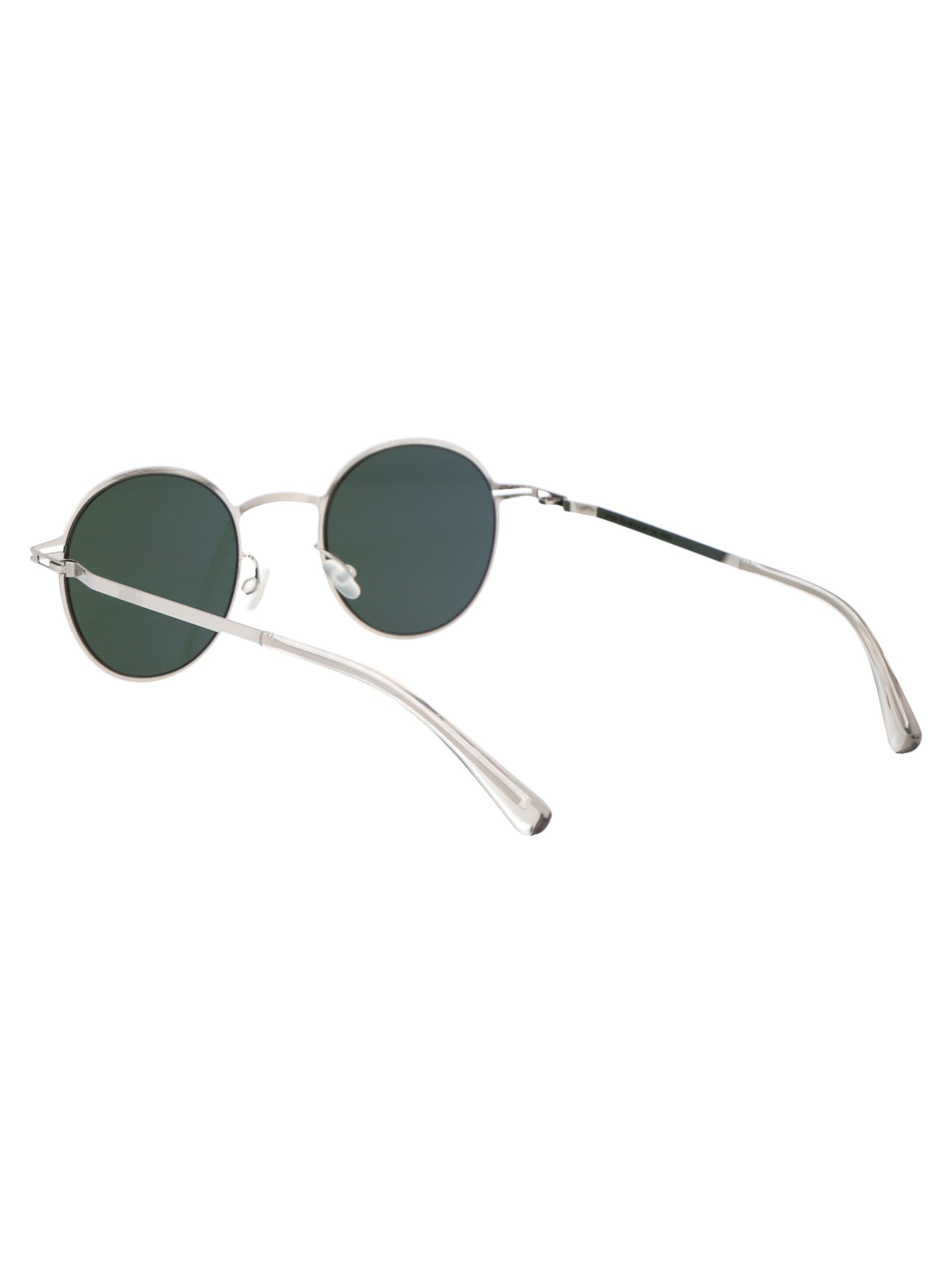 Shop Mykita Nis Sunglasses In 051 Shiny Silver Darkgreen Solid