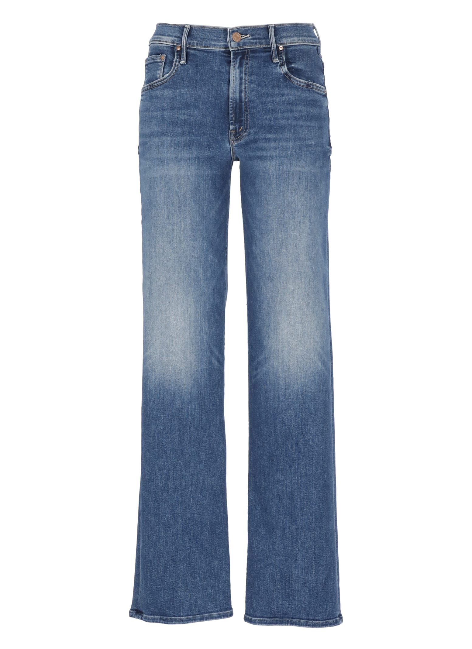 Mother The Mid Rise Maven Sneak Jeans In Washed Blue