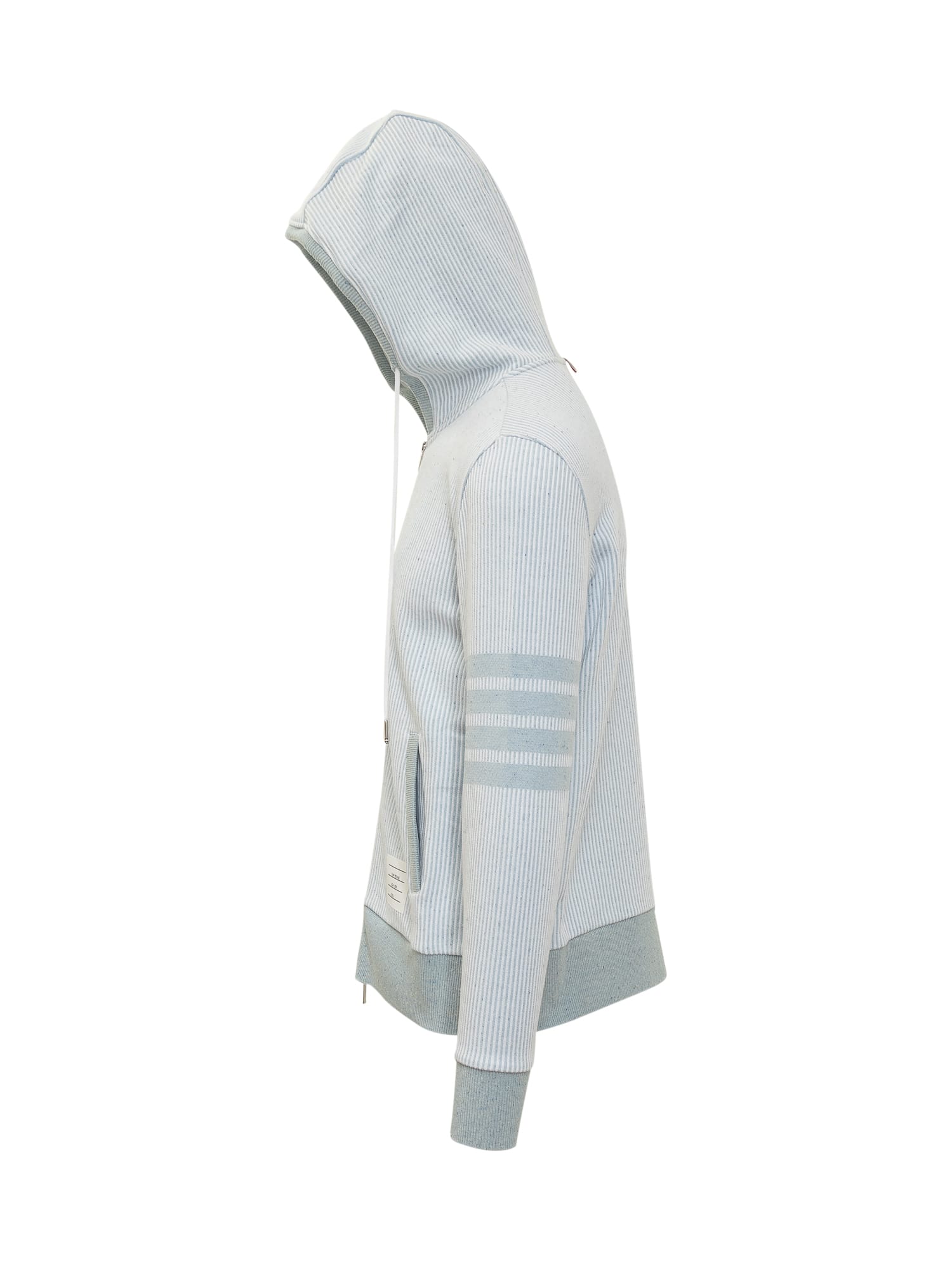 Shop Thom Browne 4-bar Cotton And Silk Hoodie In Light Blue