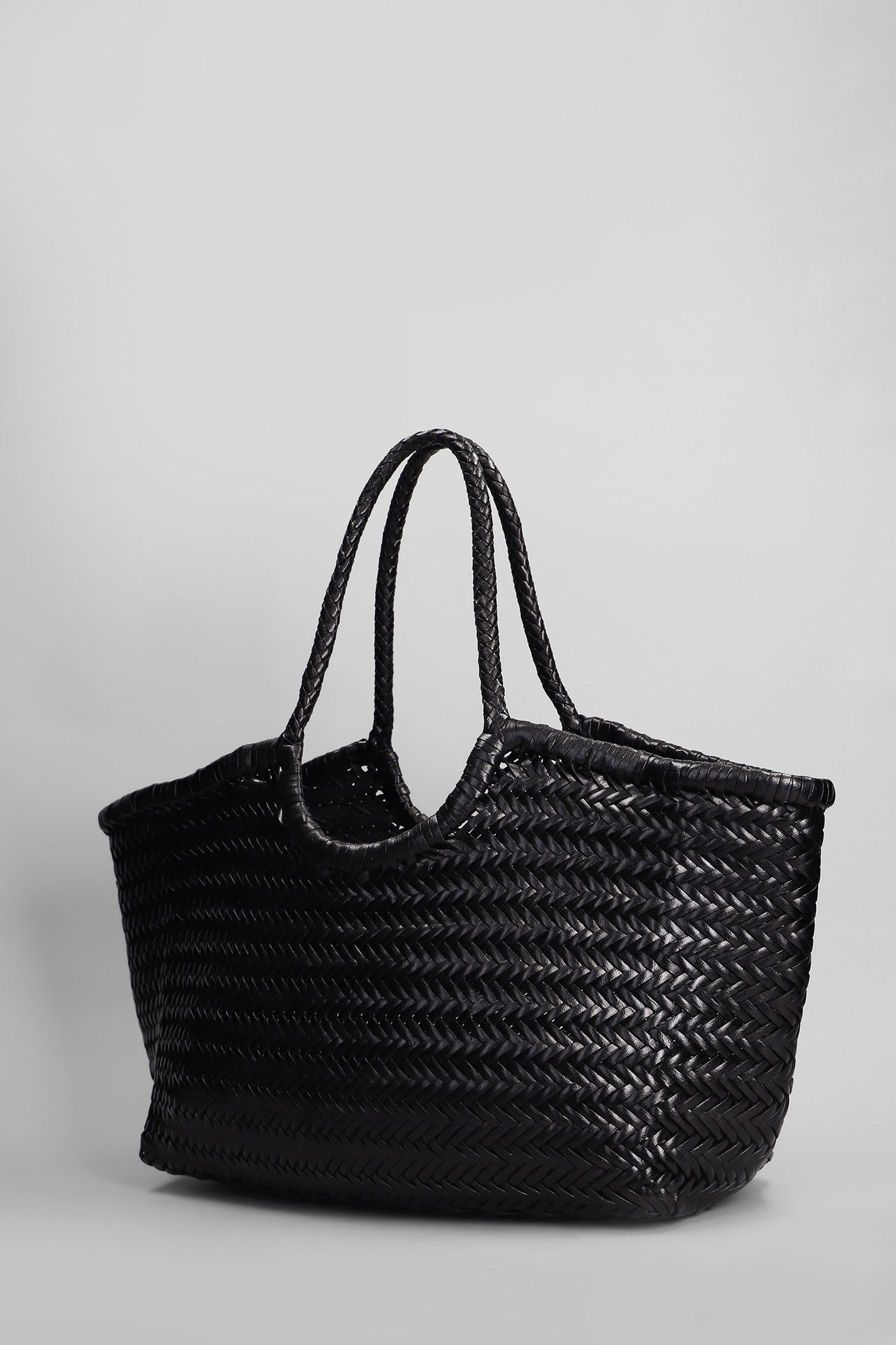 Dragon Diffusion Big Nantucket Woven Leather Basket Bag In Black