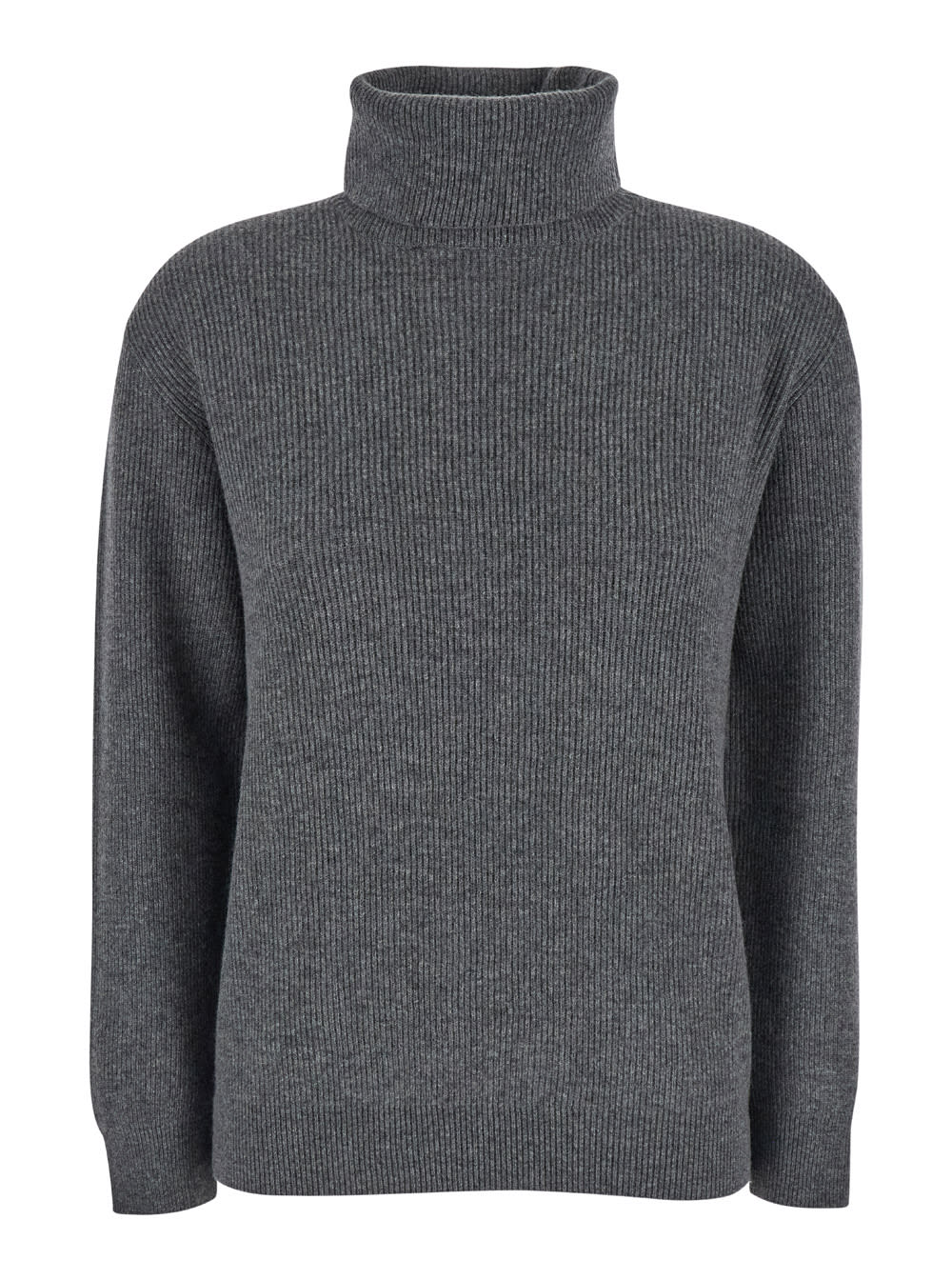 Shop Brunello Cucinelli Grey Turtleneck Sweater In Cashmere Woman