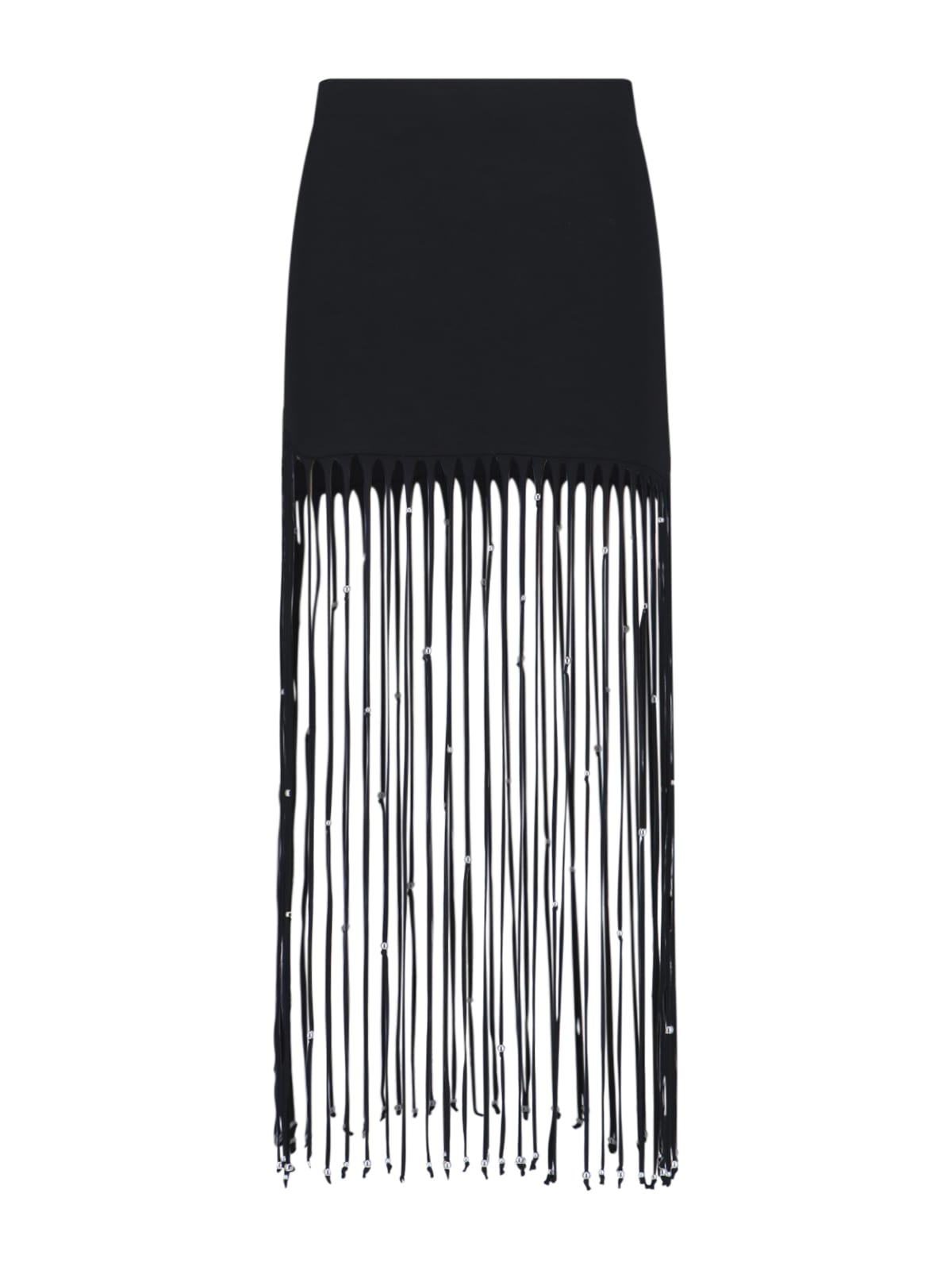 Shop Rotate Birger Christensen Fringed Maxi Skirt In Black