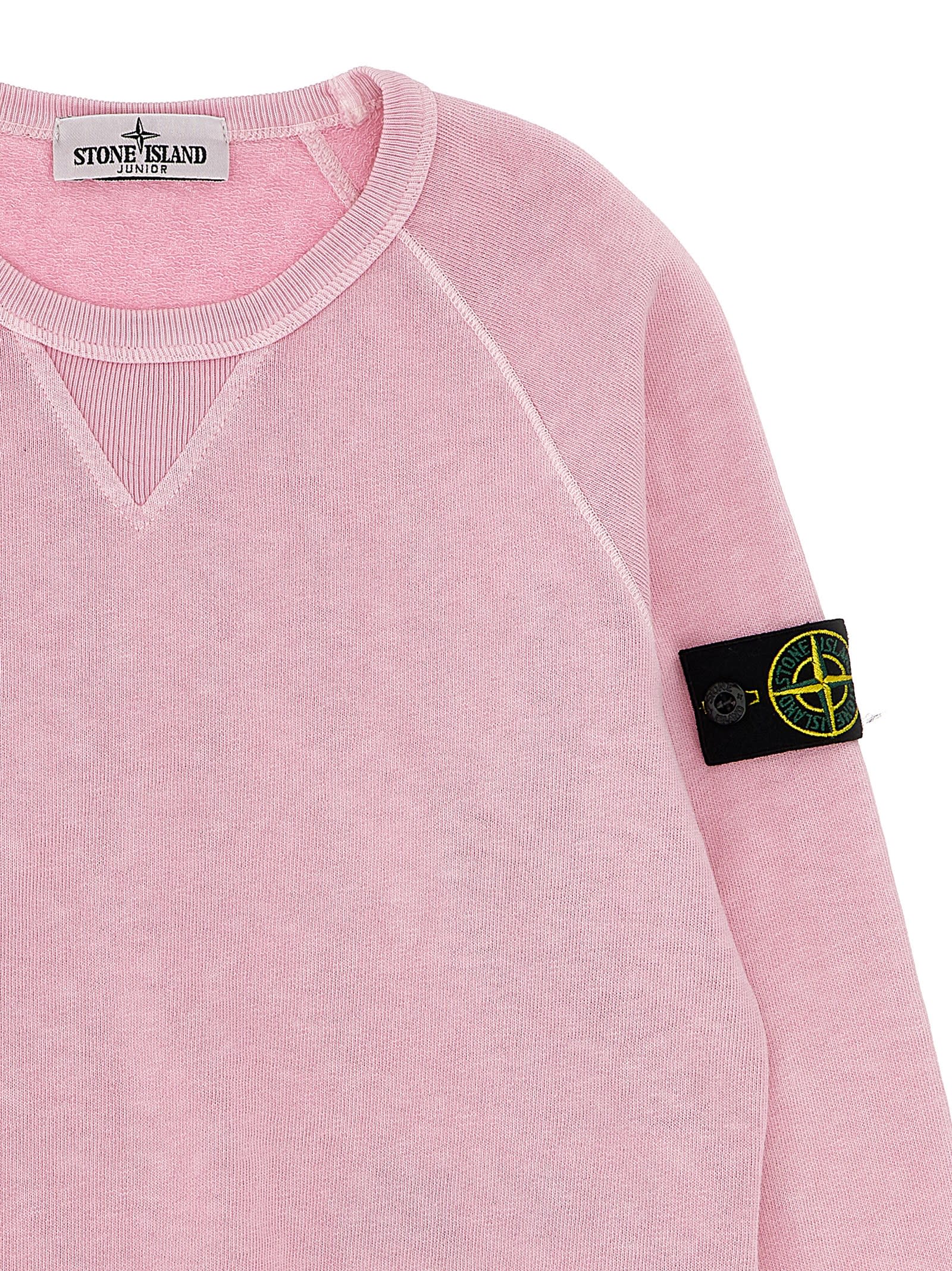 Shop Stone Island Junior Logo Badge Sweatshirt In Pink
