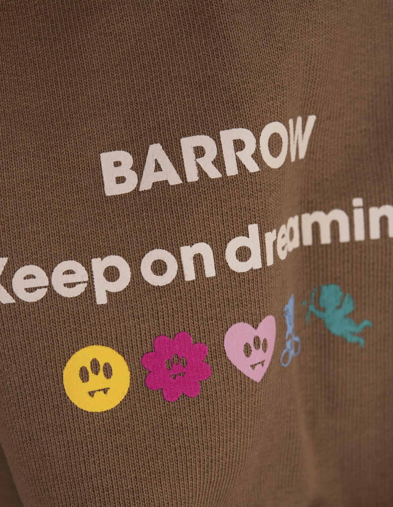 Shop Barrow Brown Hoodie With Logo And Smile