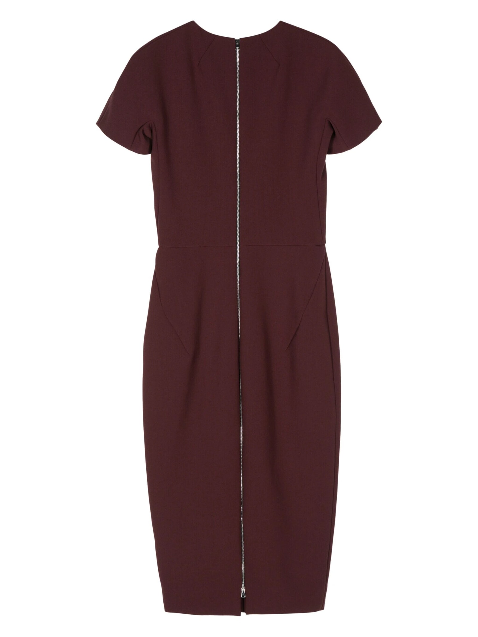 Shop Victoria Beckham T Shirt Fitted Dress In Deep Mahogany