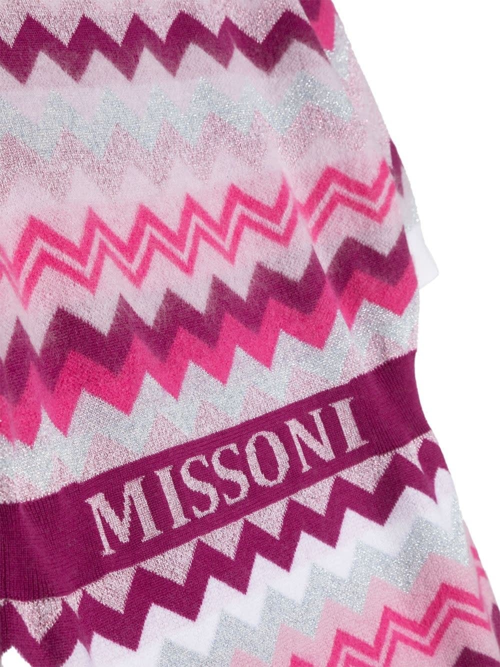 Shop Missoni Pink And Fuchsia Chevron Patterned Dress