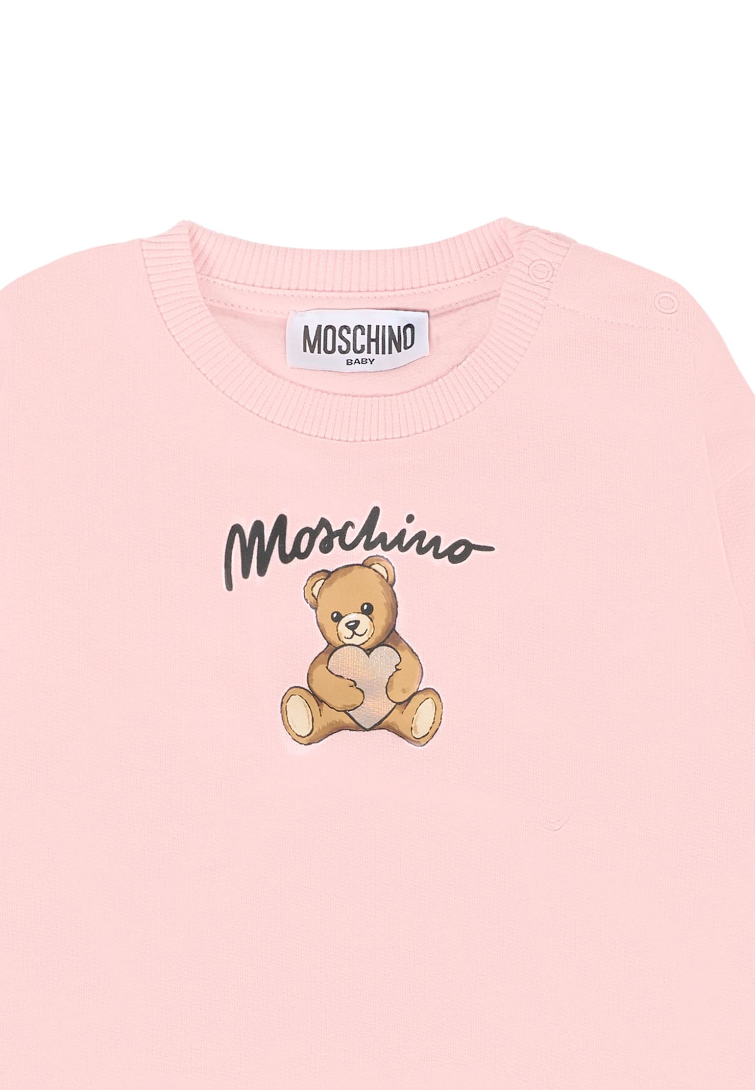 Moschino Pink Sweatshirt For Baby Girl With Teddy Bear In Pink