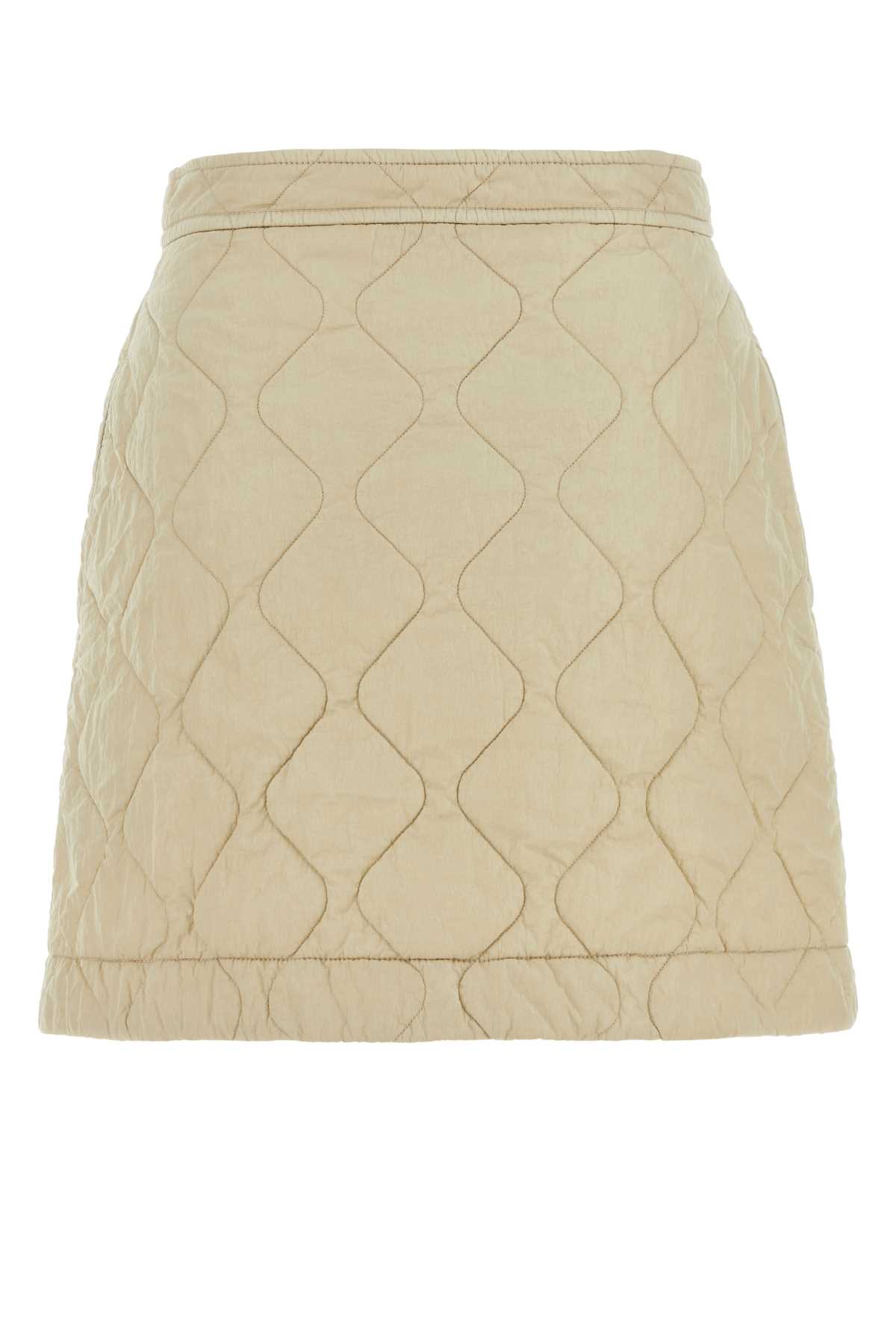 Shop Burberry Sand Nylon Mini Skirt In Soap