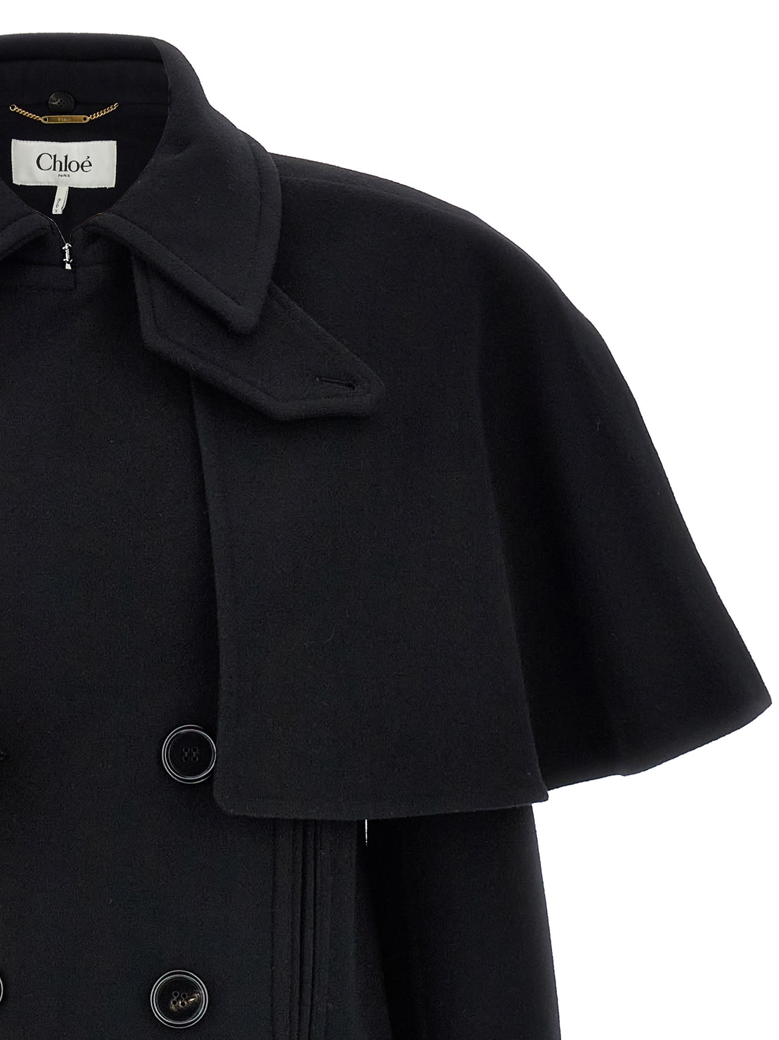 Shop Chloé Cape Coat In Black