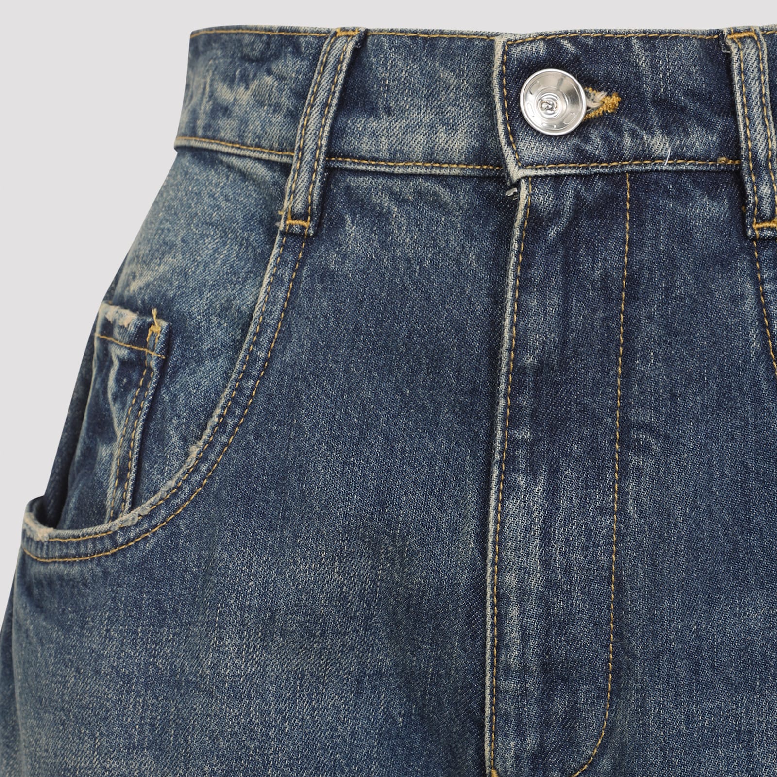 Maison Margiela Stonewashed Denim Jeans With Slash Details In Blue