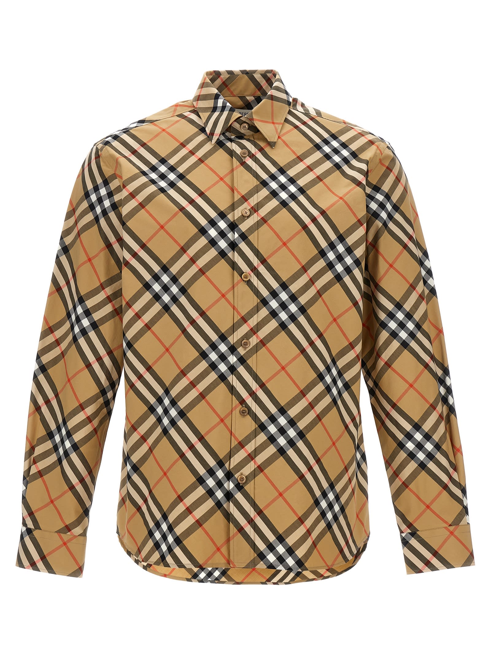 Shop Burberry Check Shirt In Beige