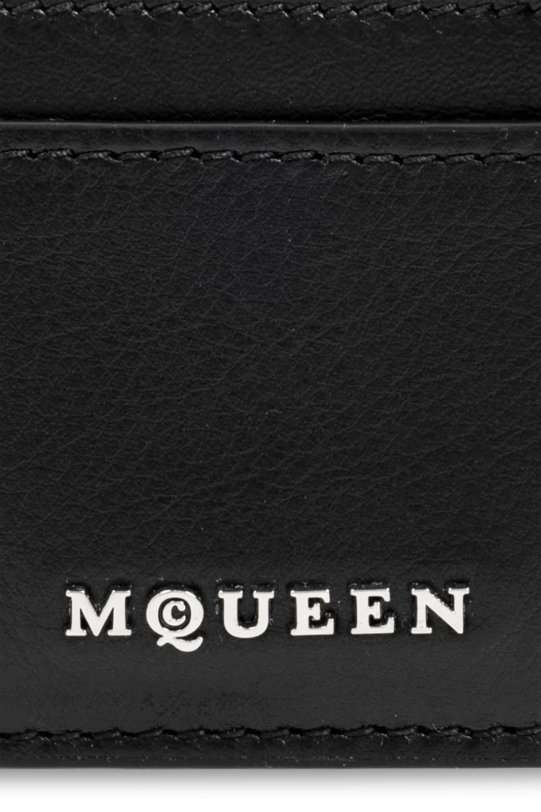 Shop Alexander Mcqueen Sling Logo Plaque Card Holder In Black