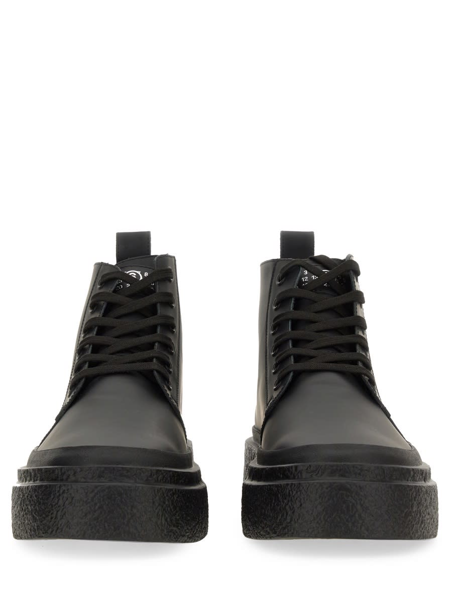 Shop Mm6 Maison Margiela Leather Lace-up Sneaker In Black