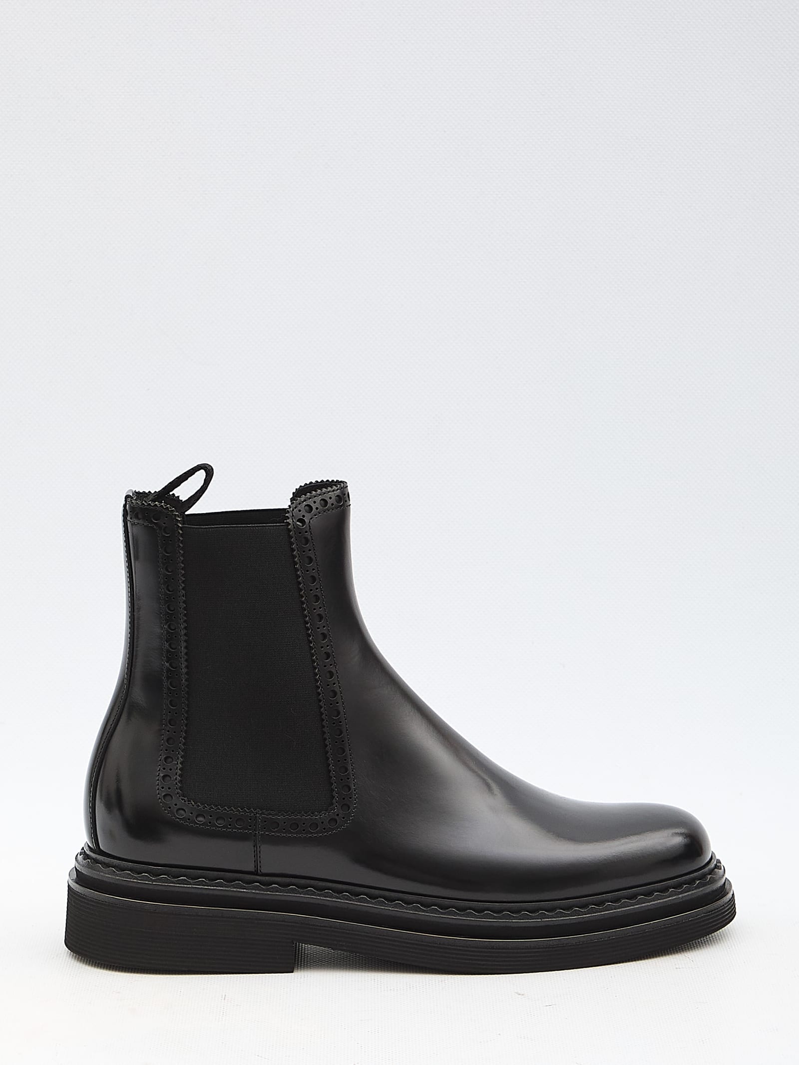 Black Brushed Leather Ankle Boot
