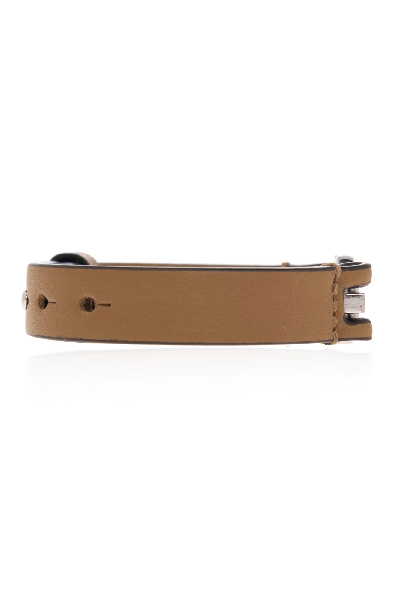 Ferragamo Double-gancini Leather Bracelet In Brown