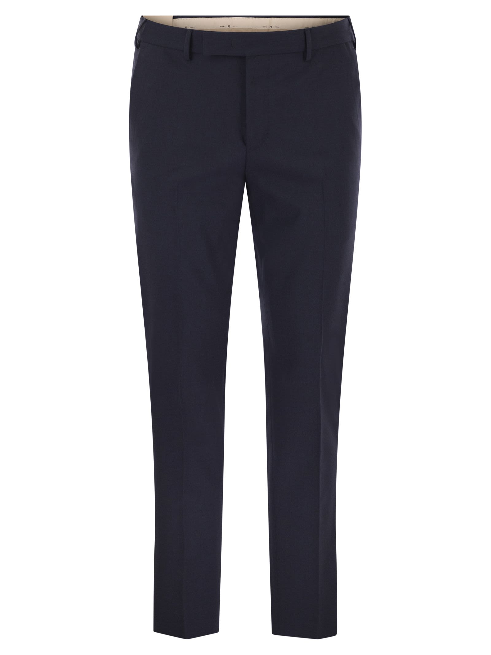 Pt Torino Dieci Stretch Virgin Wool Trousers In Blue