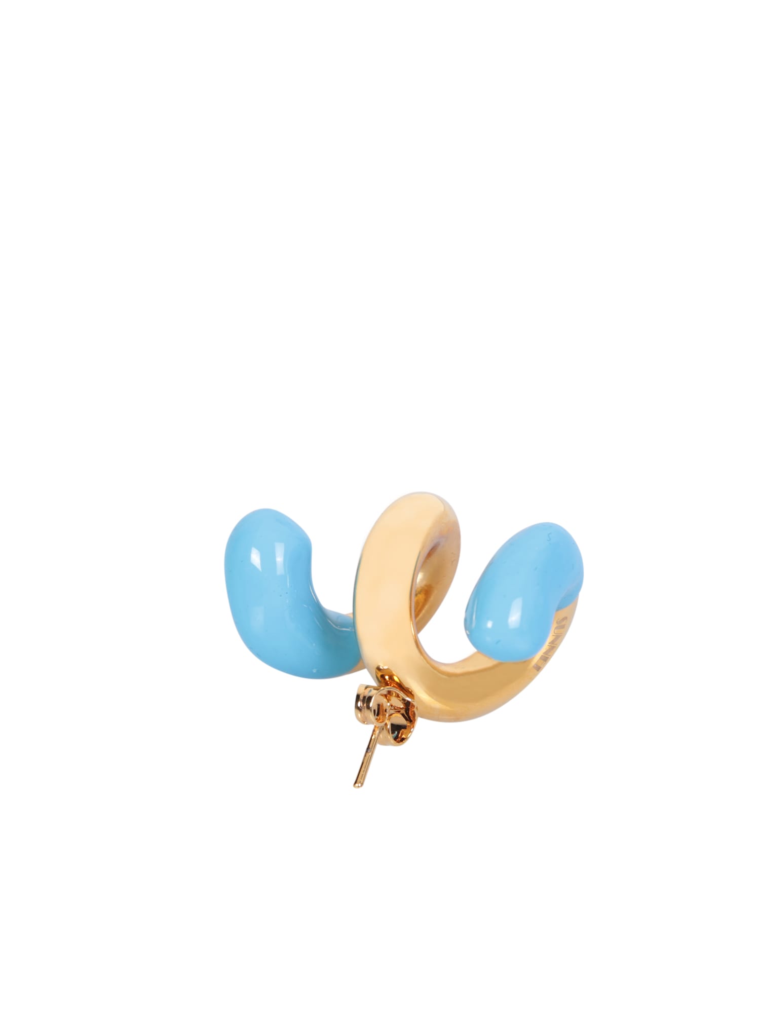 Shop Sunnei Fusillo Rubberized Gold/ Light Blue Earrings