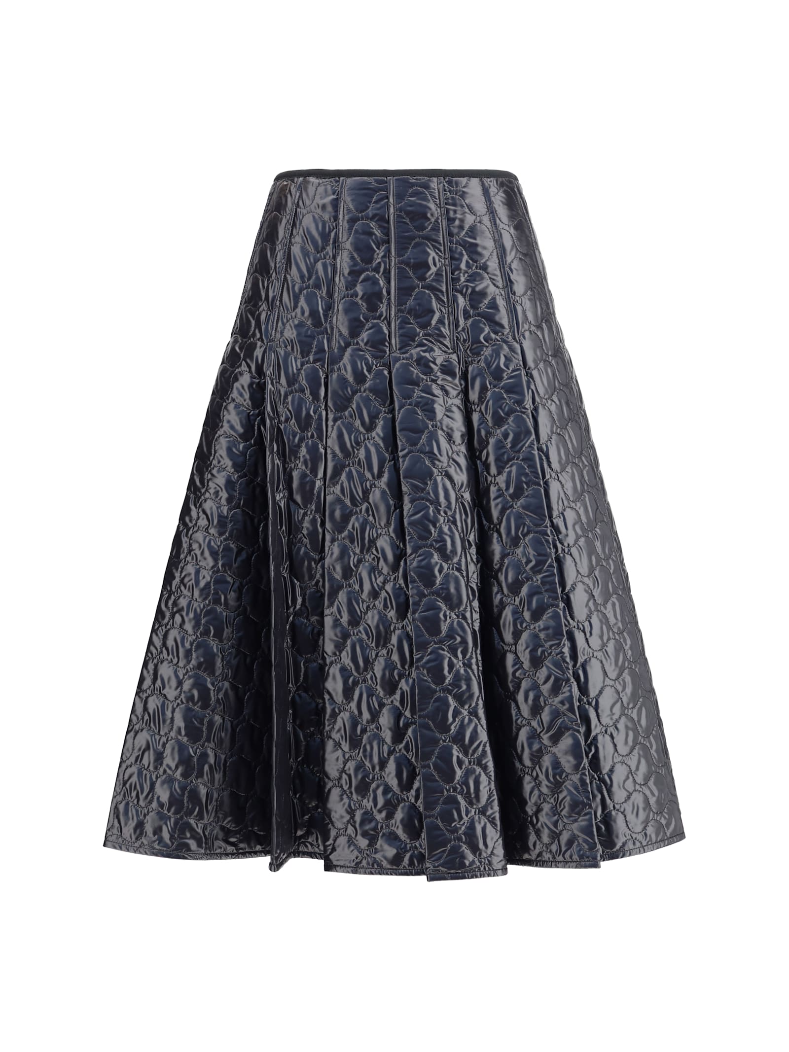 Moncler Gonna Midi Padded With Quilted Checkered Pattern In Blue