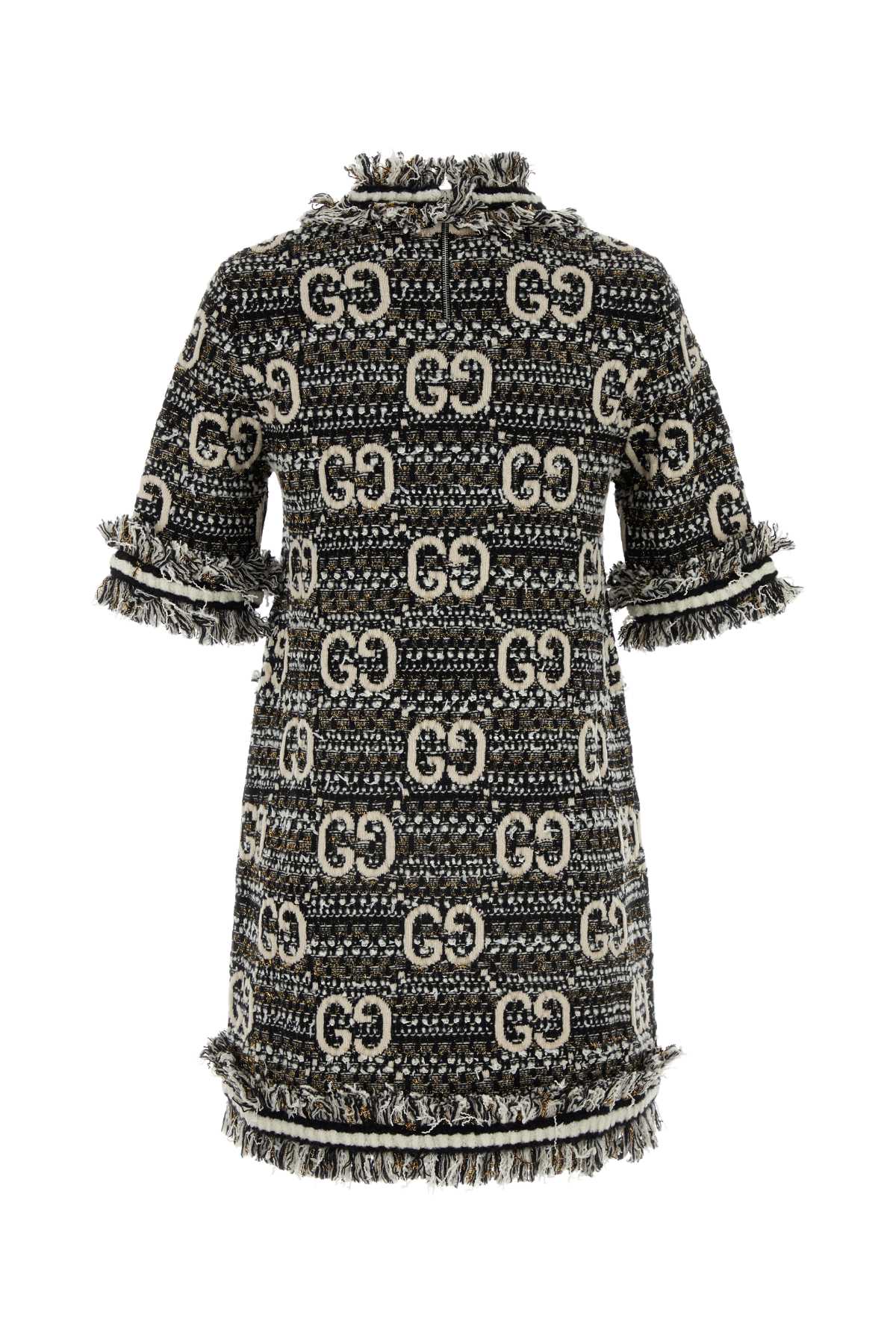 Gucci Embroidered Bouclã© Mini Dress In Blackivorymc