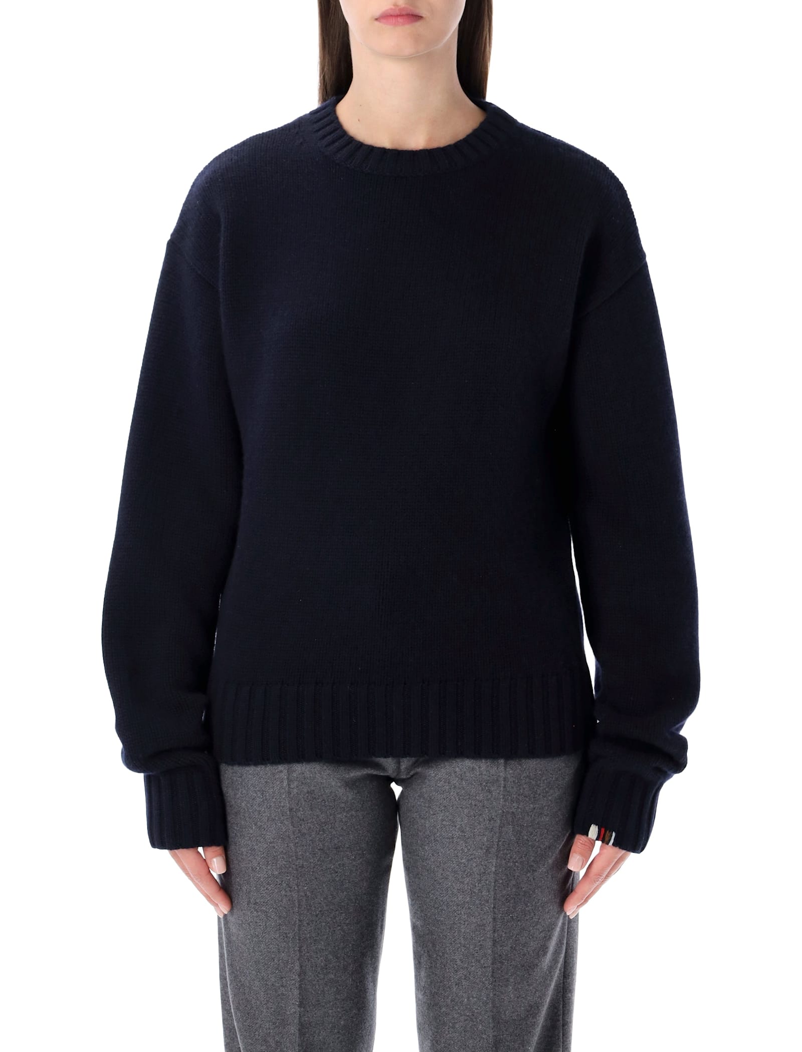 Extreme Cashmere Chic Neutral Knit Sweaters In Blue