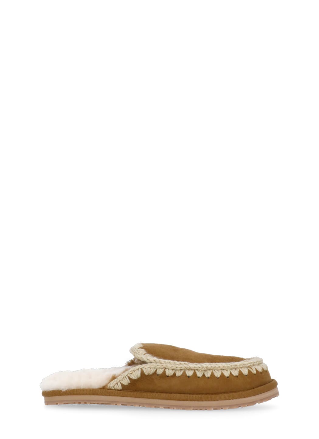 Mou Eskimo Stitch Slippers In Brown